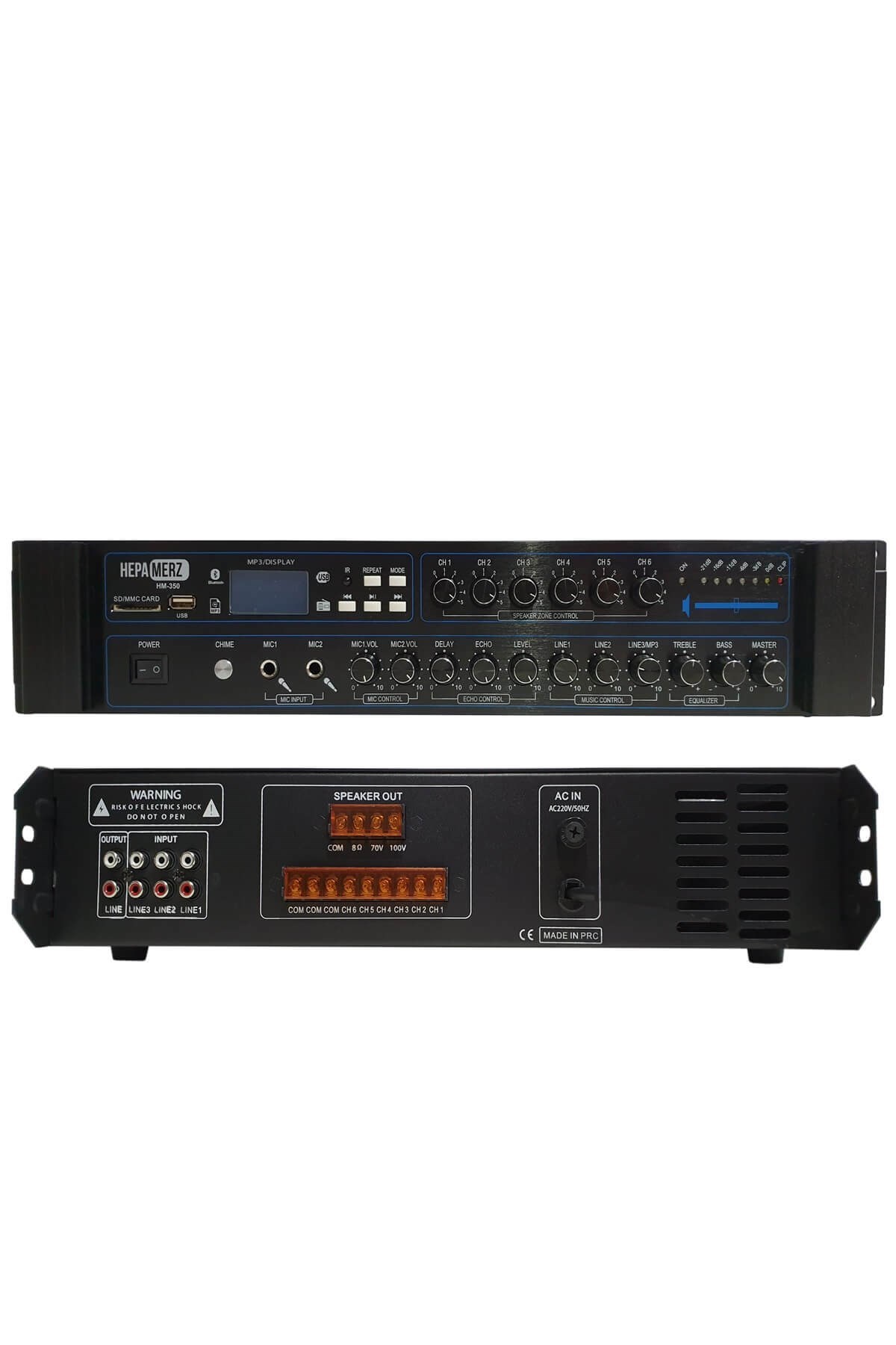 Hepa Merz HM350 - 6 Bölgeli Anfi 350 Watt 6 Zone Mikser Amfi Usb Bluetooth