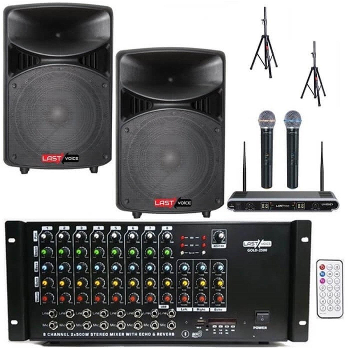 Lastvoice School Paket-2 Okul Tören Ses Sistemi Full Set (Hoparlör Anfi Mikrofon Stand)