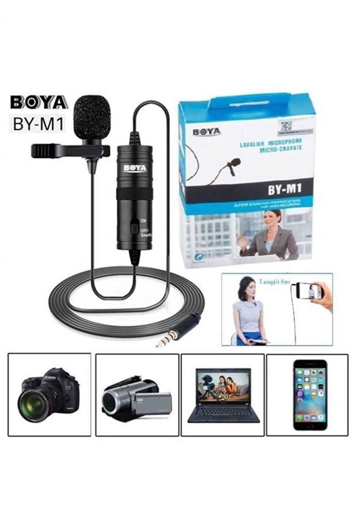 Boya M1 Yaka Mikrofonu (Telefon, Kamera, Pc, Fotoğraf Makinesi)