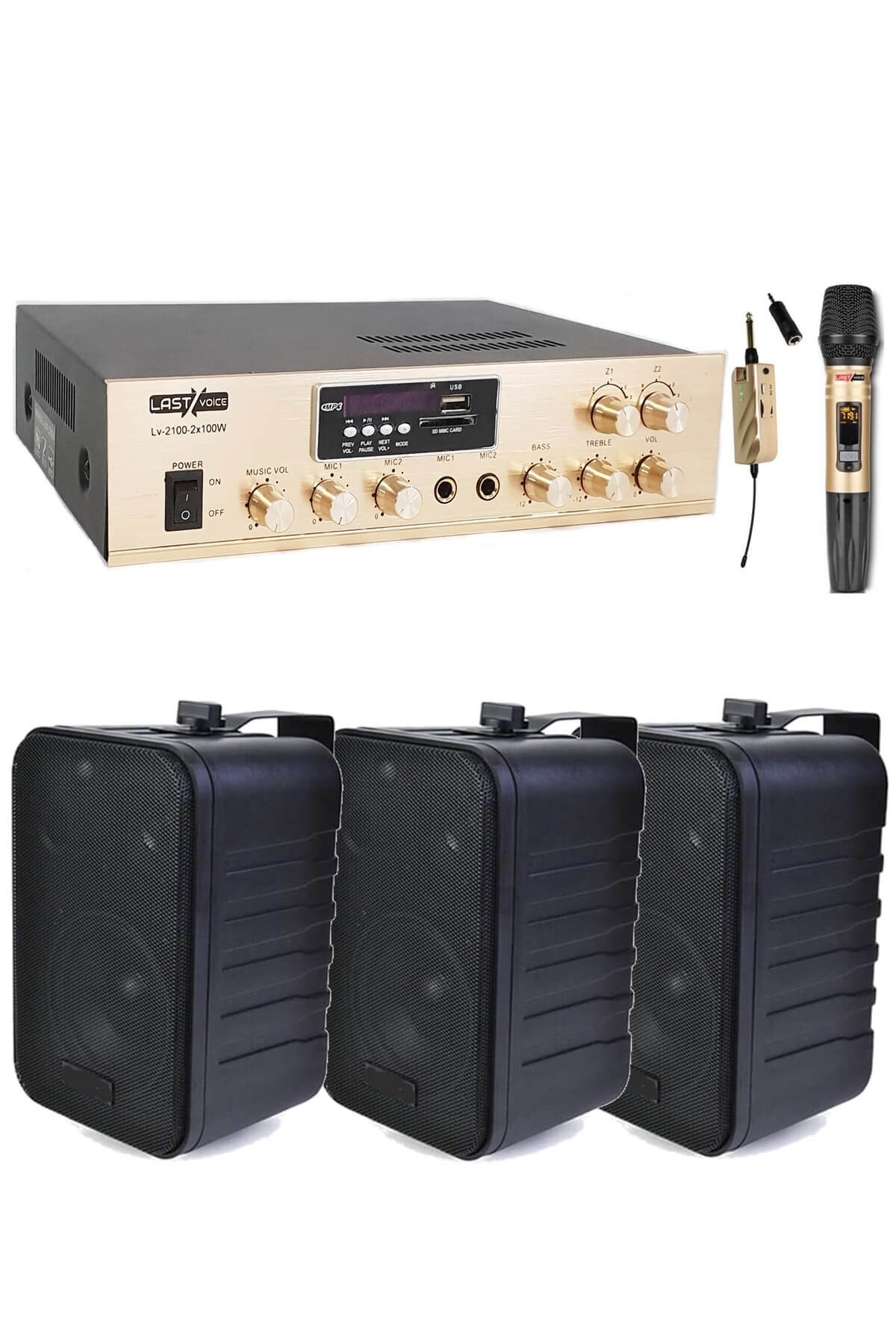 Lastvoice Hoparlör ve Anfi Mağaza Ses Sistemi Soft Black Plus Paket-2