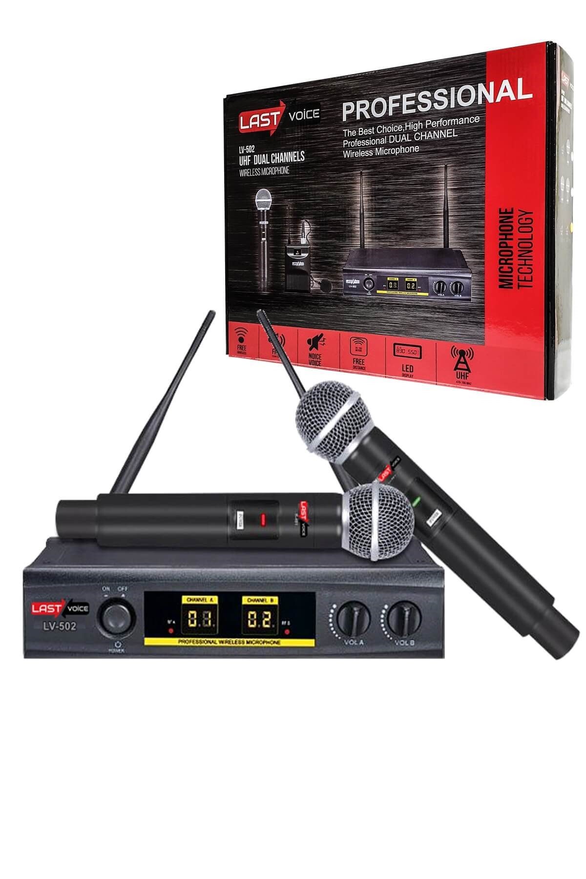 Lastvoice Lv-502EE UHF Dijital 2x24 Kanal Çiftli EL Telsiz Kablosuz Mikrofon