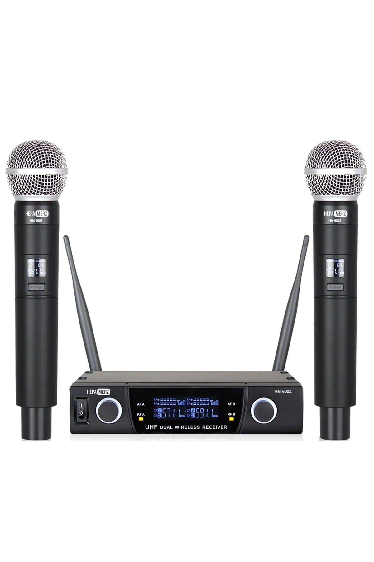 Hepa Merz HM-6002EE UHF Çiftli Telsiz Kablosuz EL Mikrofon