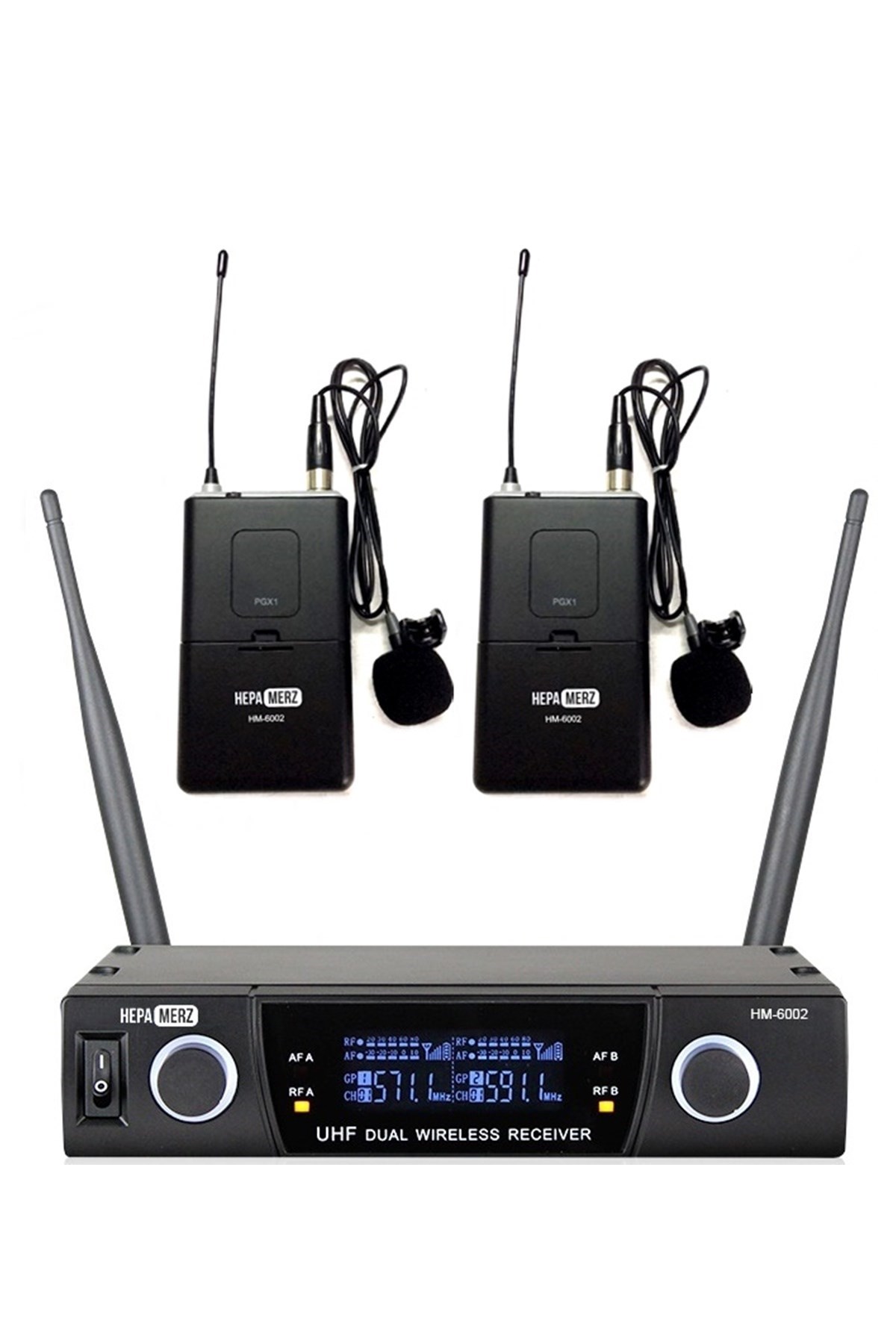 Hepa Merz HM-6002YY UHF Çiftli Telsiz Kablosuz Yaka Mikrofonu