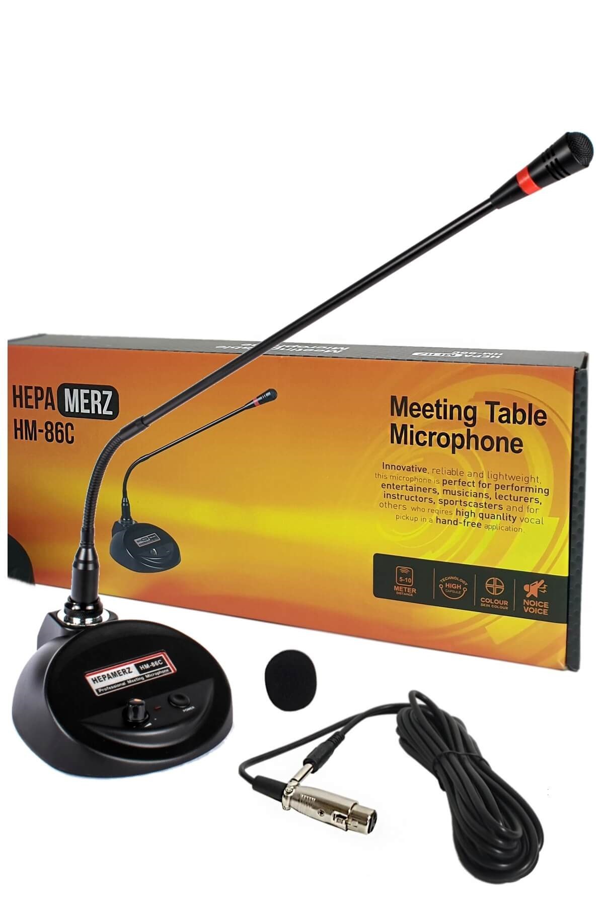 Hepa Merz HM-86C Condenser Hassas Üst Kalite Masa Kürsü Mikrofonu (Volüm Kontrol)
