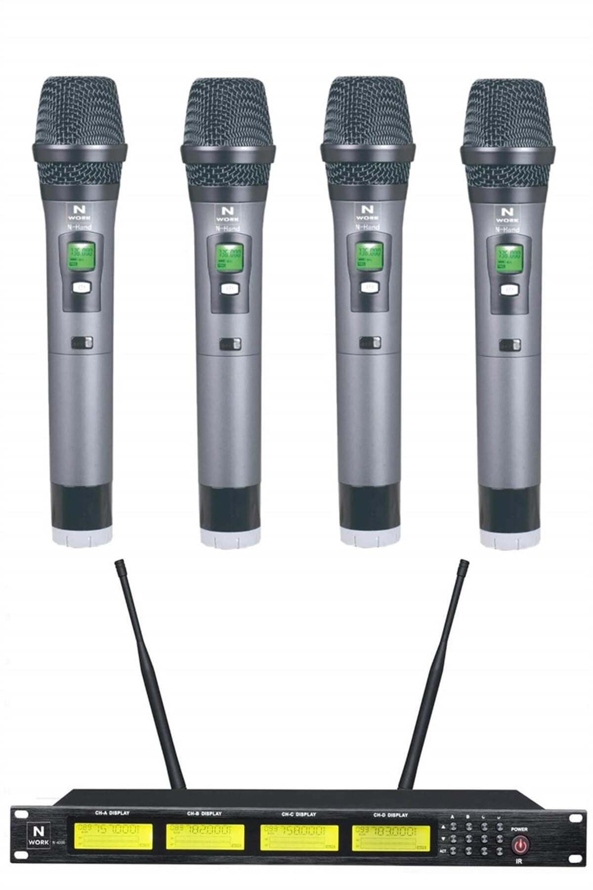 Hepa Merz Work N-4000E UHF 4lü Telsiz Kablosuz EL Mikrofonu Seti