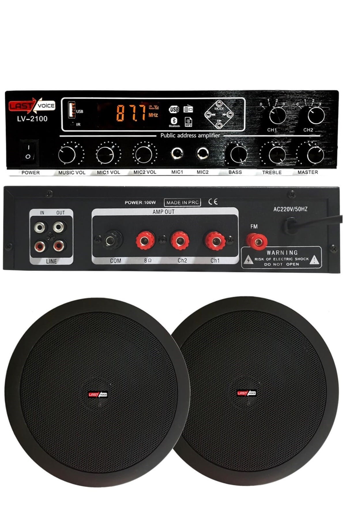 Lastvoice Black Small-4 Tavan Hoparlör ve Anfi Ses Sistemi Paketi ( 1 ANFİ + 2 HOPARLÖR)