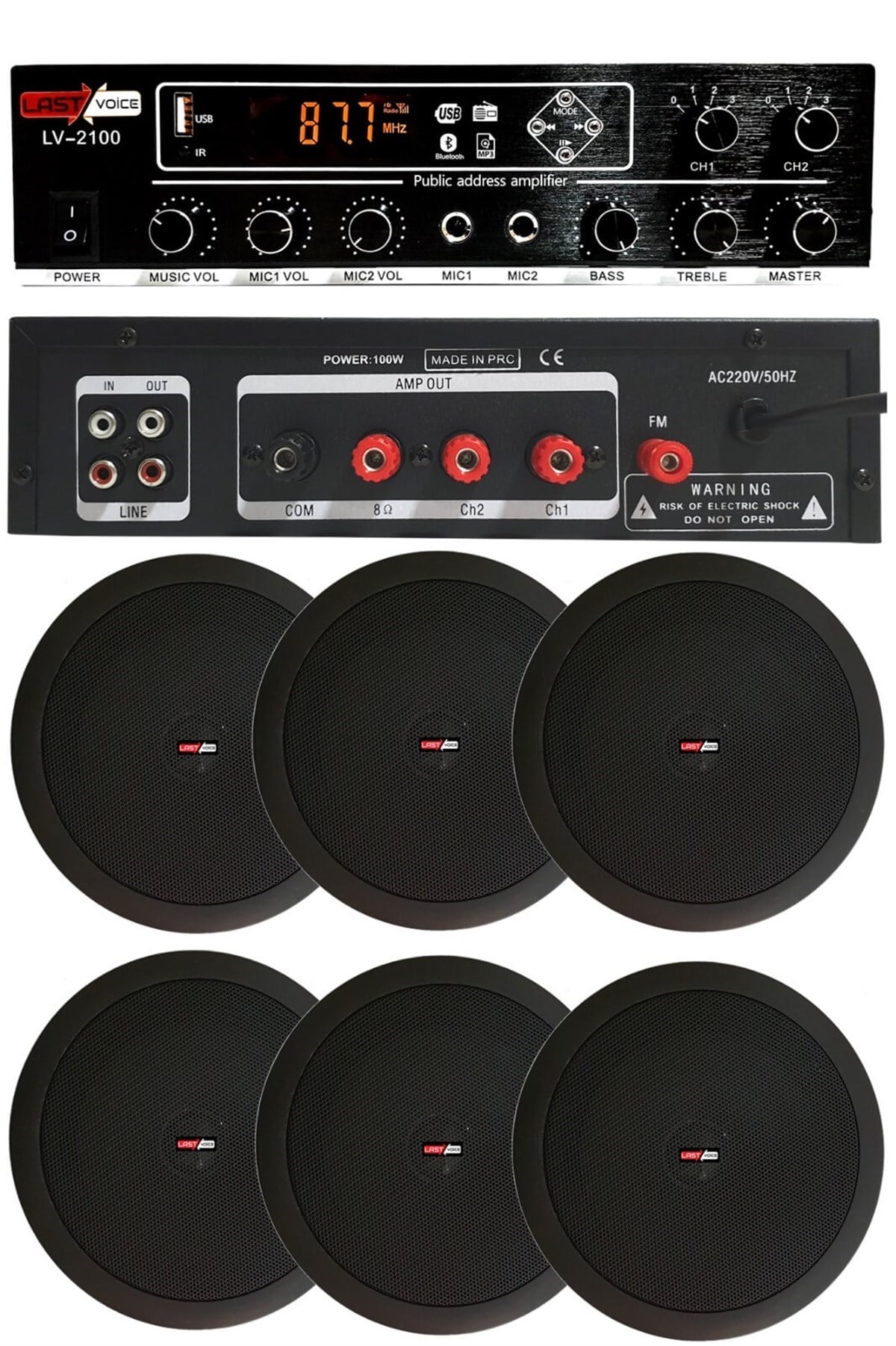 Lastvoice Black Small-6 Tavan Hoparlör ve Anfi Ses Sistemi Paketi ( 1 ANFİ + 6 HOPARLÖR )