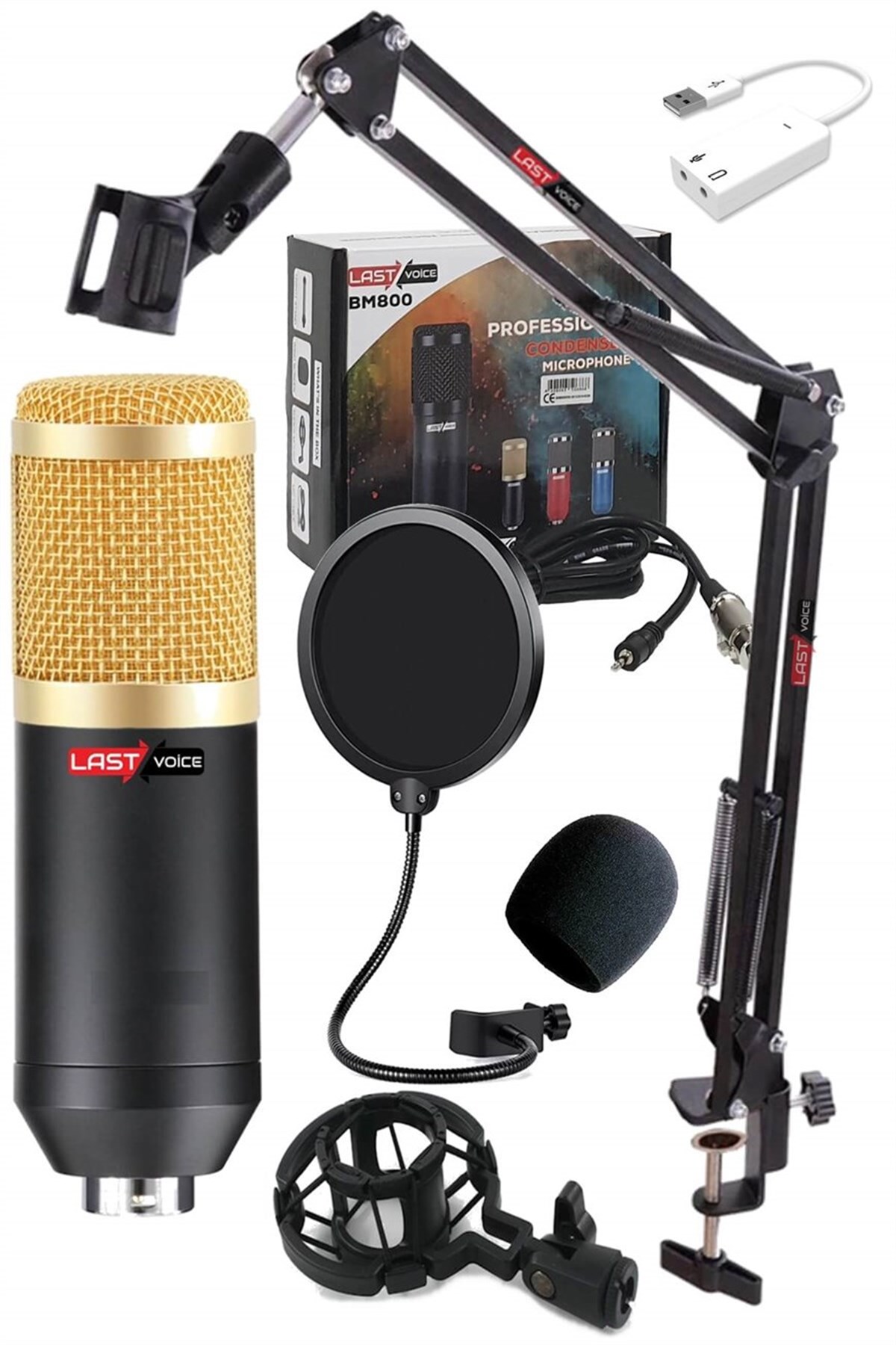 Lastvoice BM800 Twitch Yayıncı Condenser Mikrofon + Stand Filtre Set