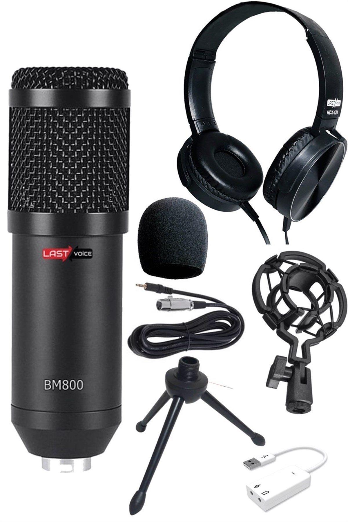 Lastvoice BM800BKC Black Condenser Mikrofon Kulaklık Seti