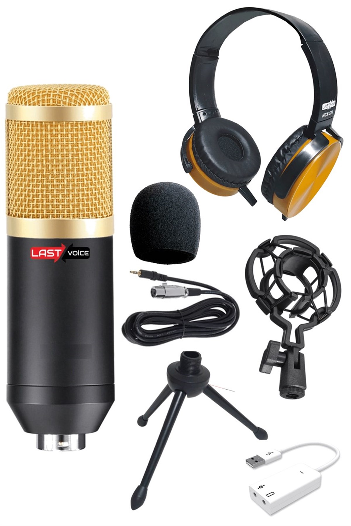 Lastvoice BM800GYS Stüdyo Condenser Mikrofon Full Set (Yaka Mikrofonu Hediyeli)