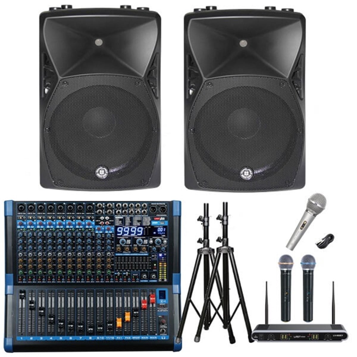 Lastvoice Organizasyon Ses Sistemi Pro Paket-3 (Power Mikser, Power Amfi, Sahne Hoparlör, Mikrofon, Stand)