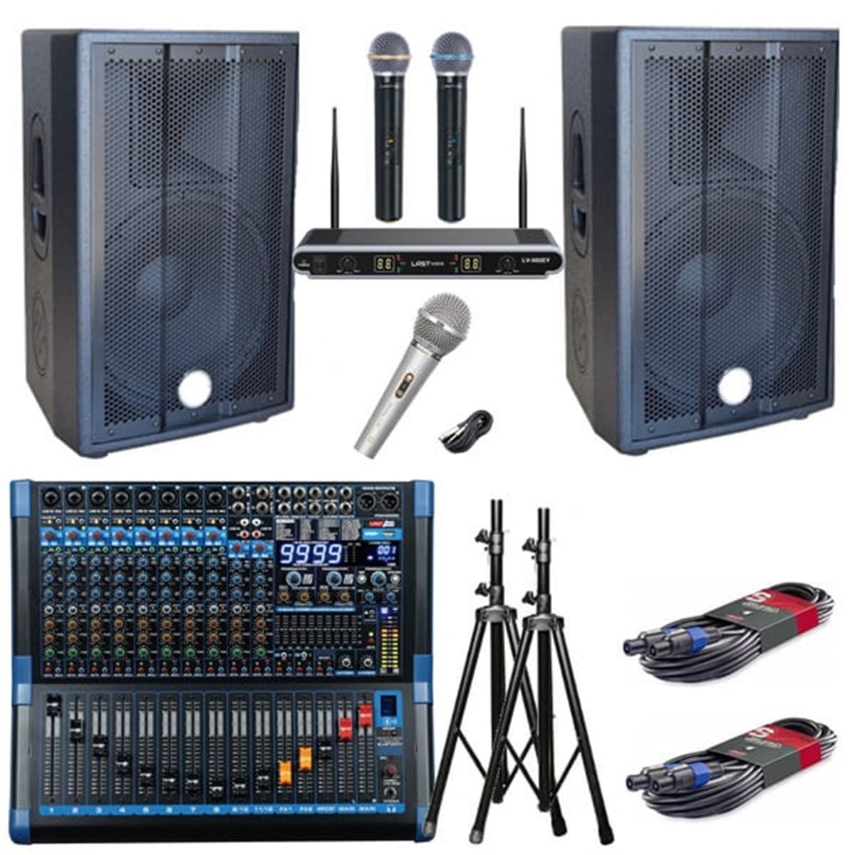 Lastvoice Organizasyon Ses Sistemi Pro Paket-1 (Power Mikser, Sahne Hoparlör, Mikrofon, Stand)