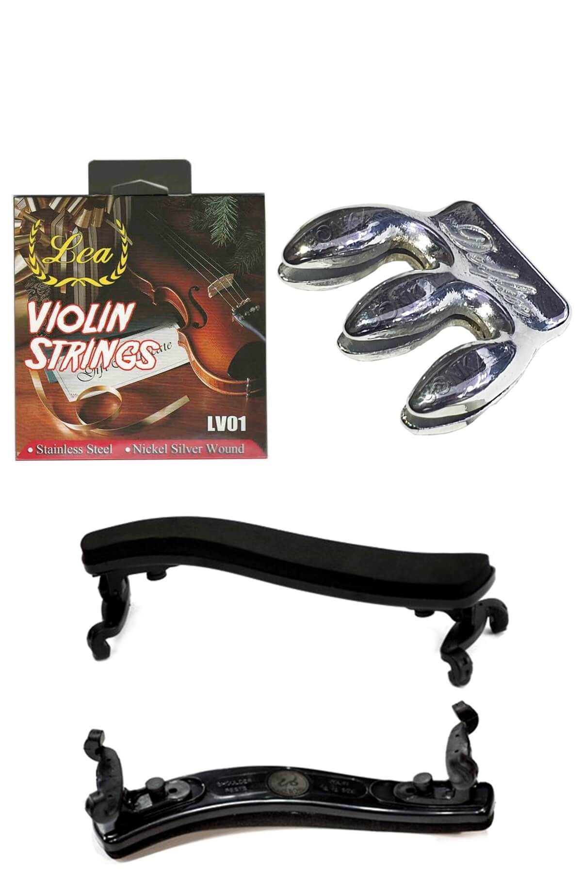 Midex YST-04 Set 4/4 Keman Yastığı Keman Teli Metal Susturucu ve Reçine Seti