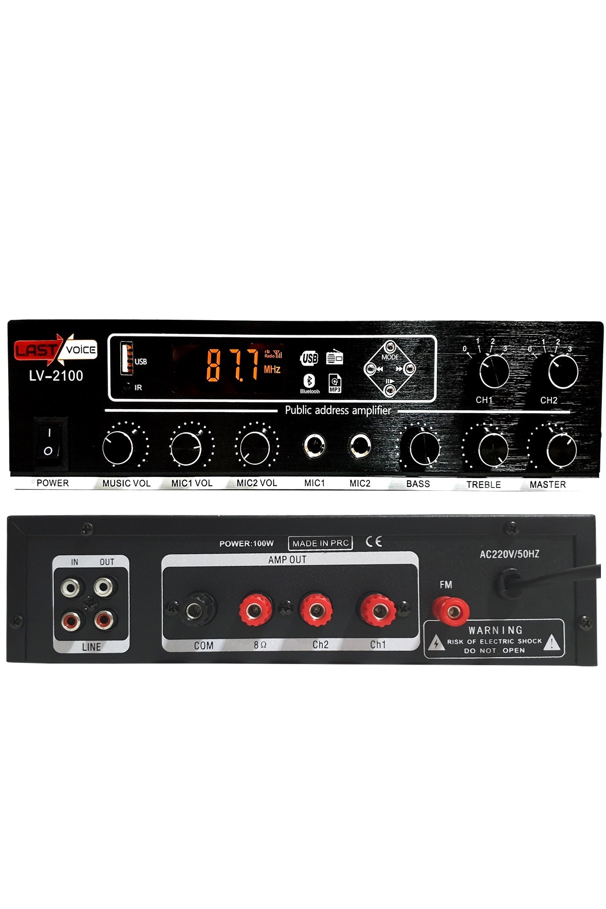 Lastvoice Lv-2100 Hat Trafolu 2 Bölgeli Stereo Anfi 2x100W Usb-Bt