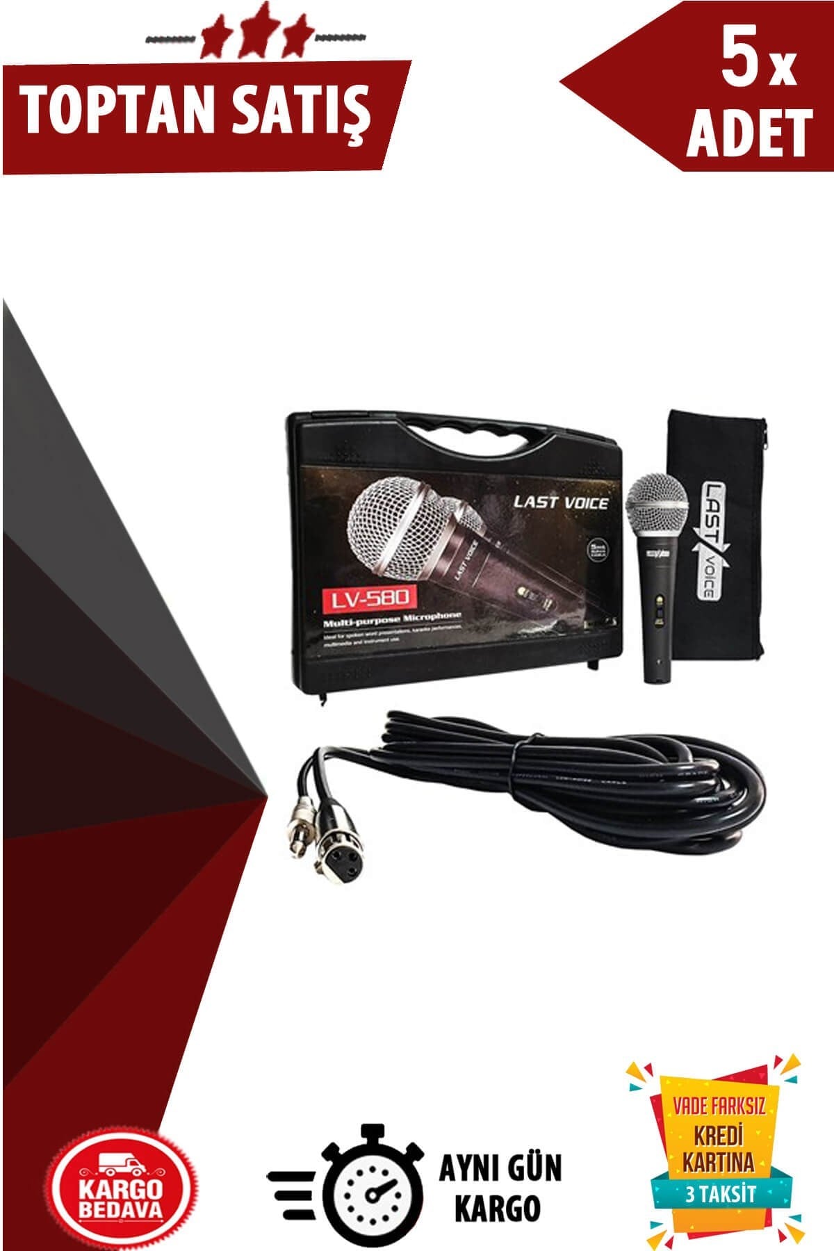 Lastvoice Lv-580 Profesyonel EL Mikrofon ( Taşıma Çantalı ) 5li Paket (Toptan Alışveriş)