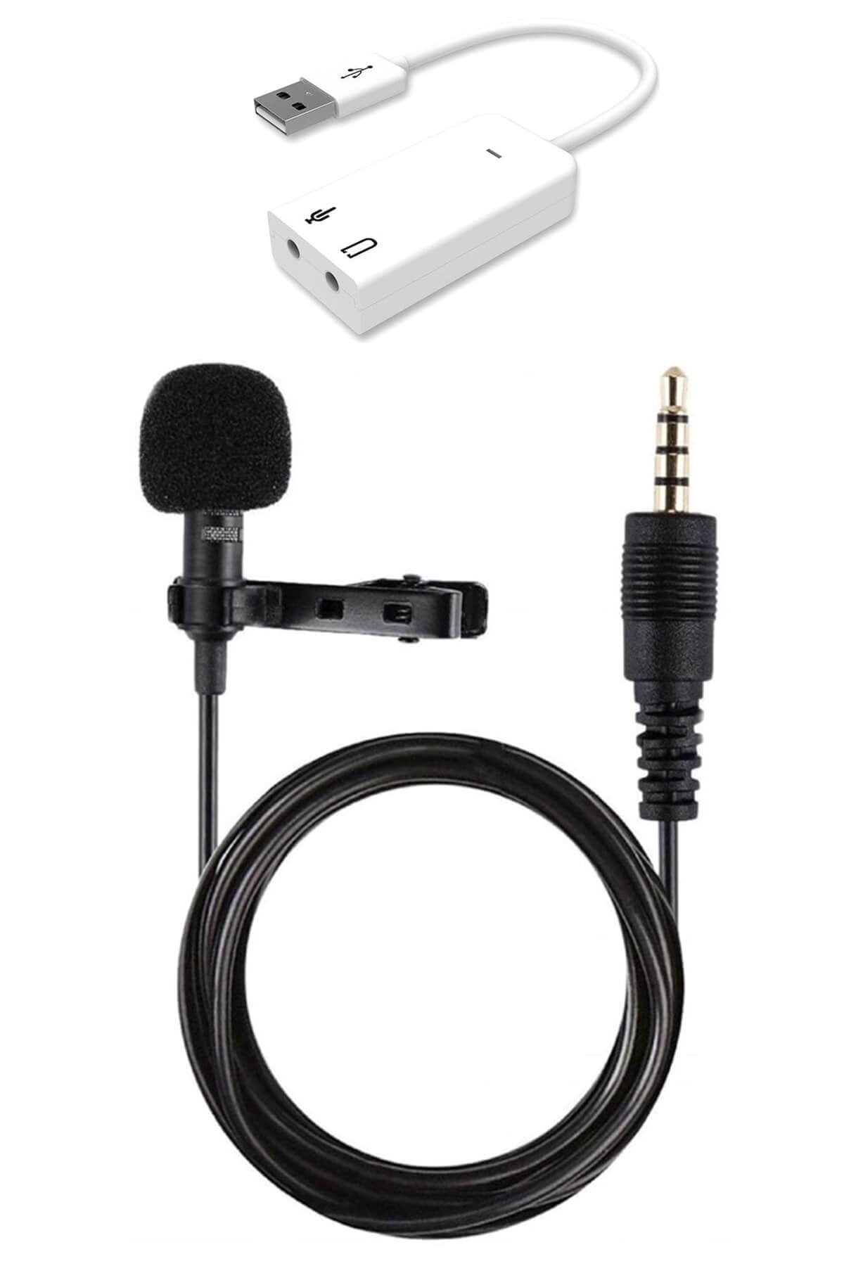 Lastvoice LYM-333 Yaka Mikrofonu + 7.1 Ses Kartı ( Bilgisayarda Çalışır )