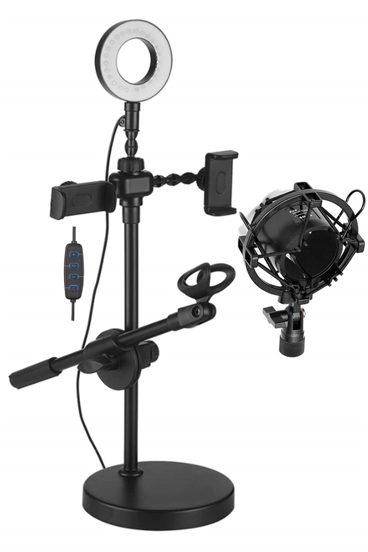 Lastvoice NB60SH 4İN1 Stüdyo Işığı Telefon Tutucu Tripod Shock Mount Mikrofon Standı