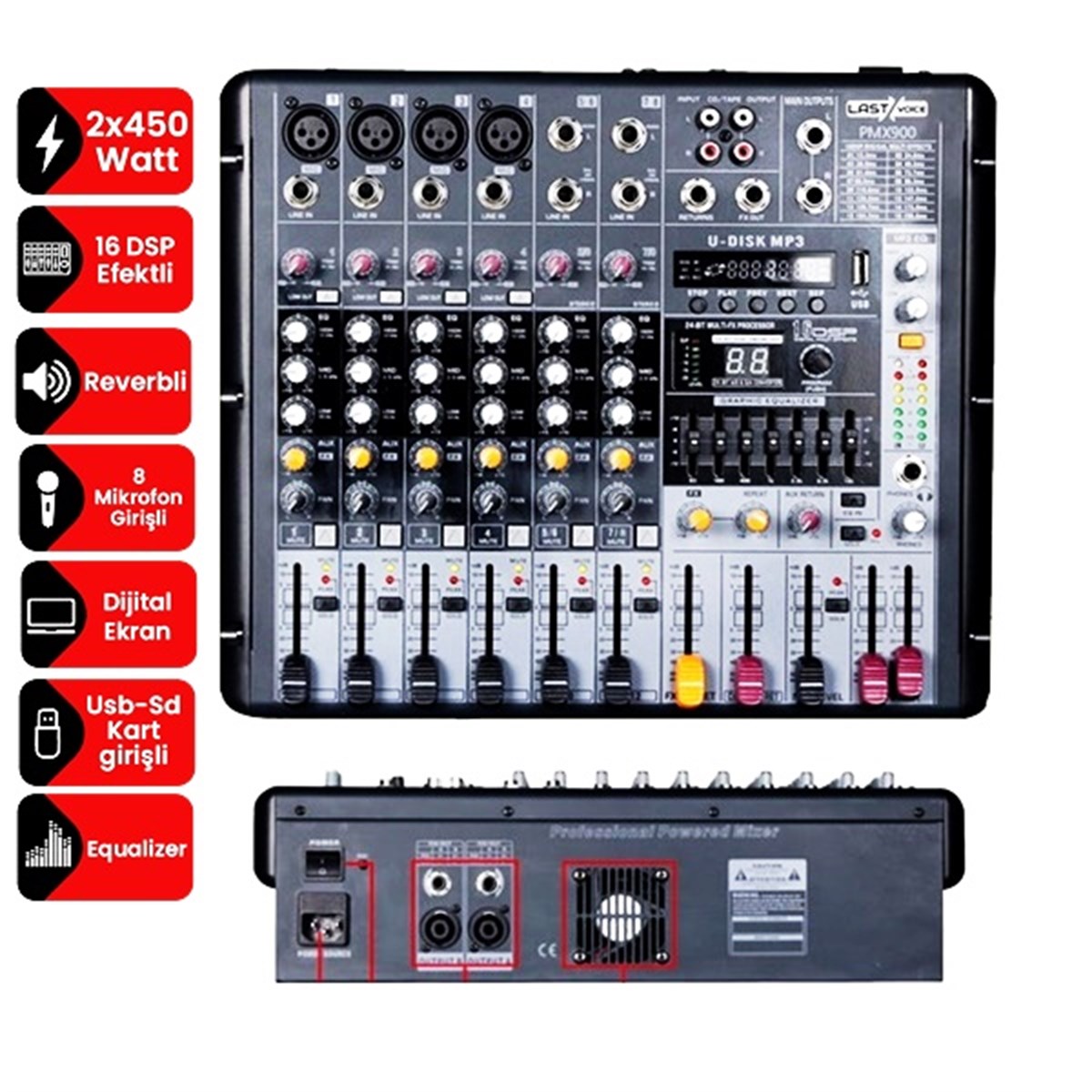 Lastvoice Pmx900 Dsp Efektli Amfili Power Mikser 2x450W