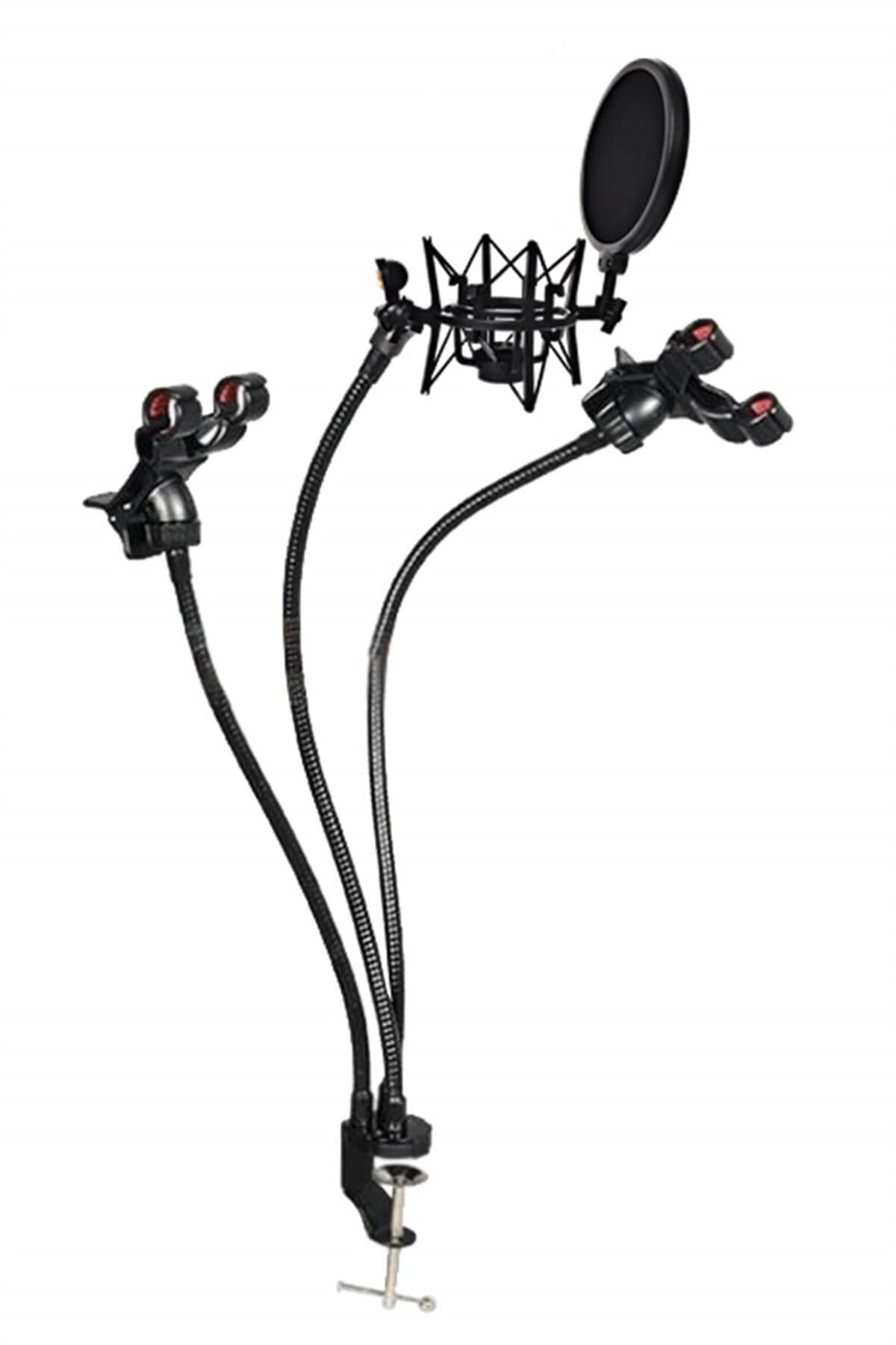 Lastvoice Set-133SH Çift Telefon Tutacaklı Shock Mount Filtre Mikrofon Standı