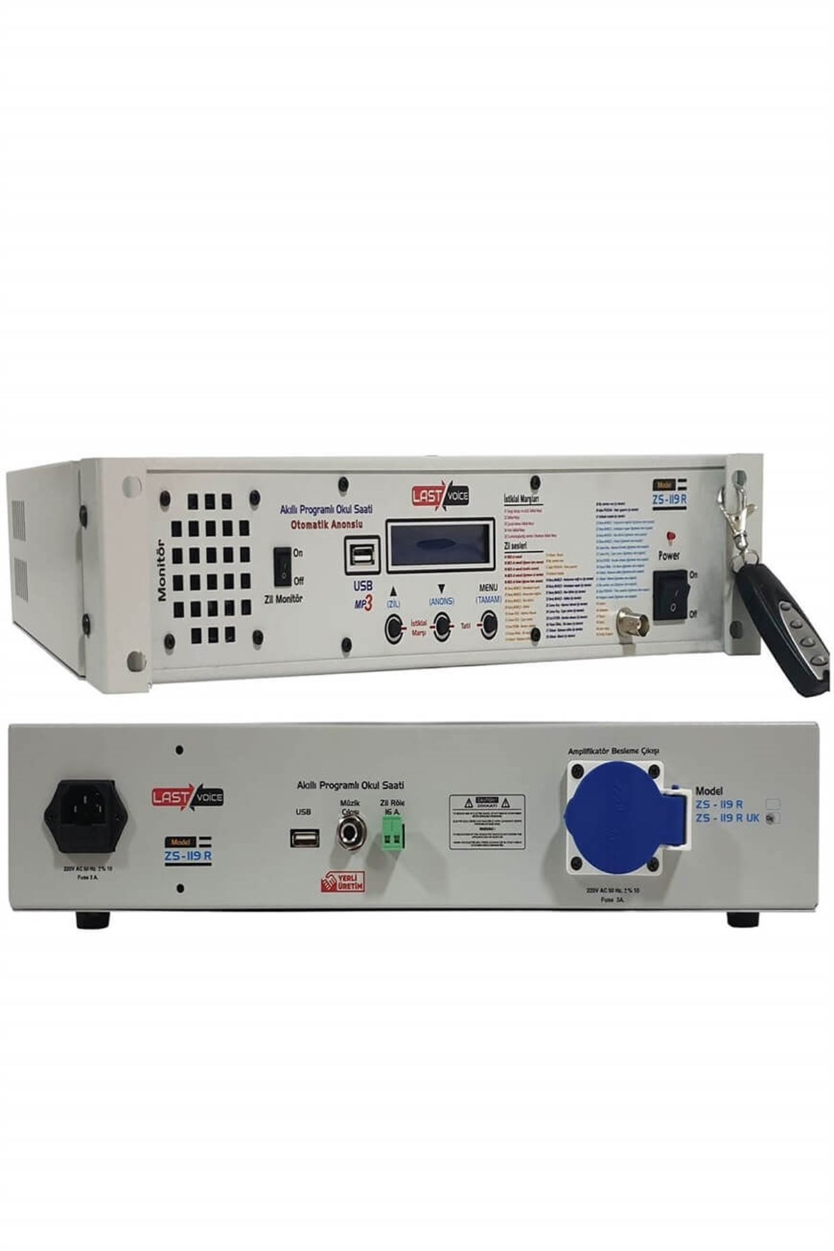 Lastvoice ZS-109R Usbli Rack Tipi İstiklal Marşlı Okul Zil Saati