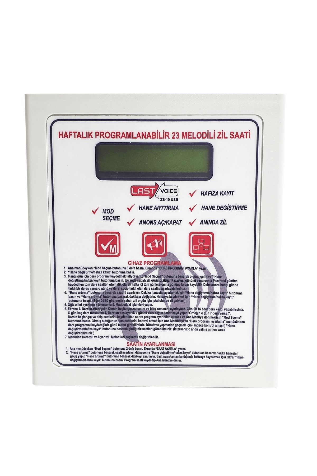 Lastvoice ZS-10U MP3 Melodili Programlanabilir Okul Zili