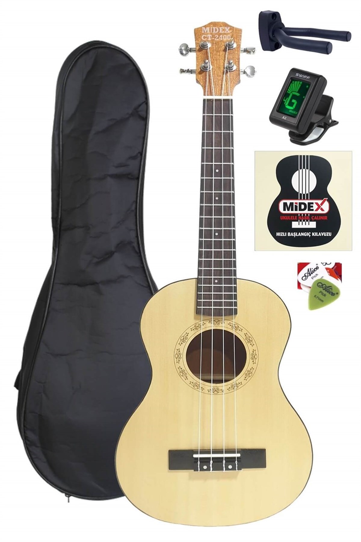 Midex CT-2400 Naturel Concert Maun Ukulele 24 (Kılıf Pena Hediye)