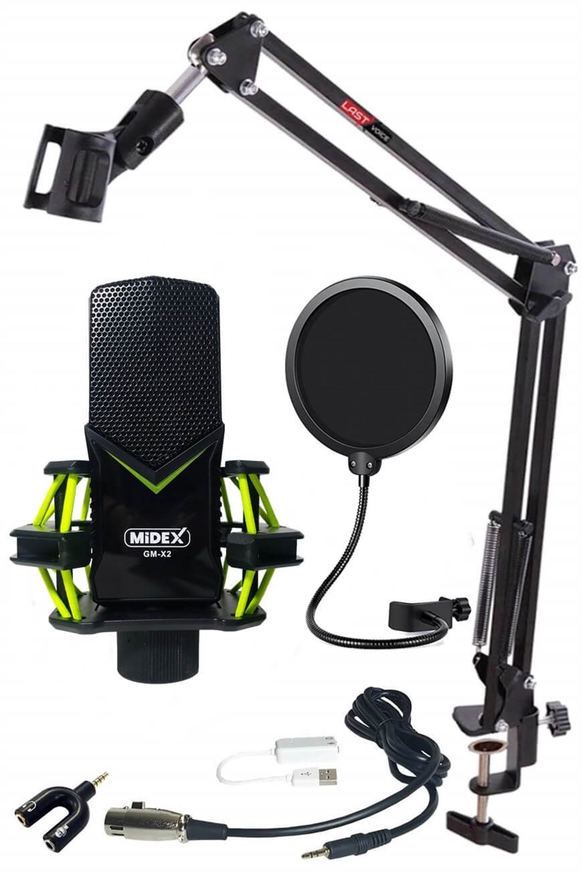 Midex GMX-2ST Condenser Stüdyo Mikrofonu PC ve Telefon (Stand ve Filtreli)