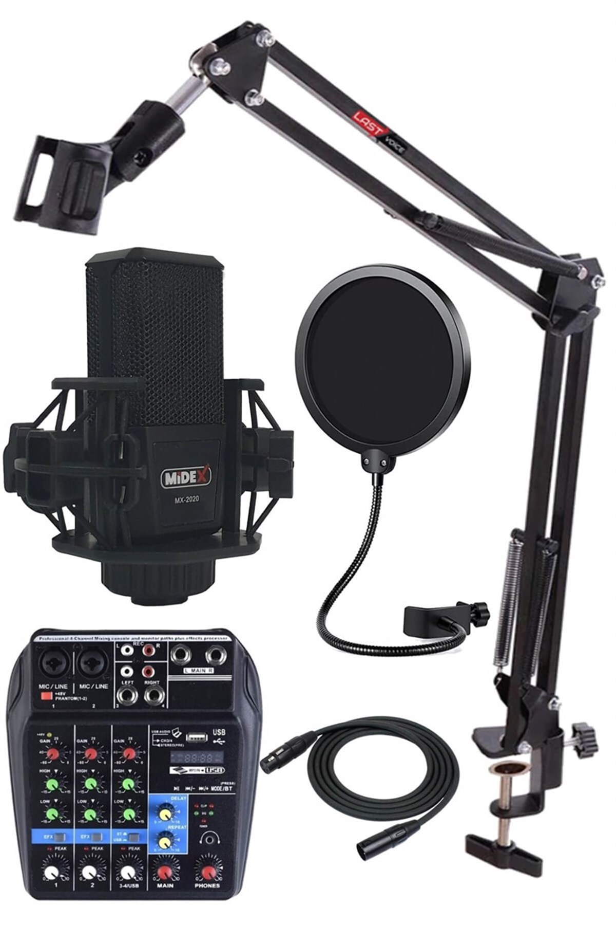 Midex MX-2020 Solo Mix Condenser Mikrofon ve Kayıt Mixer Seti