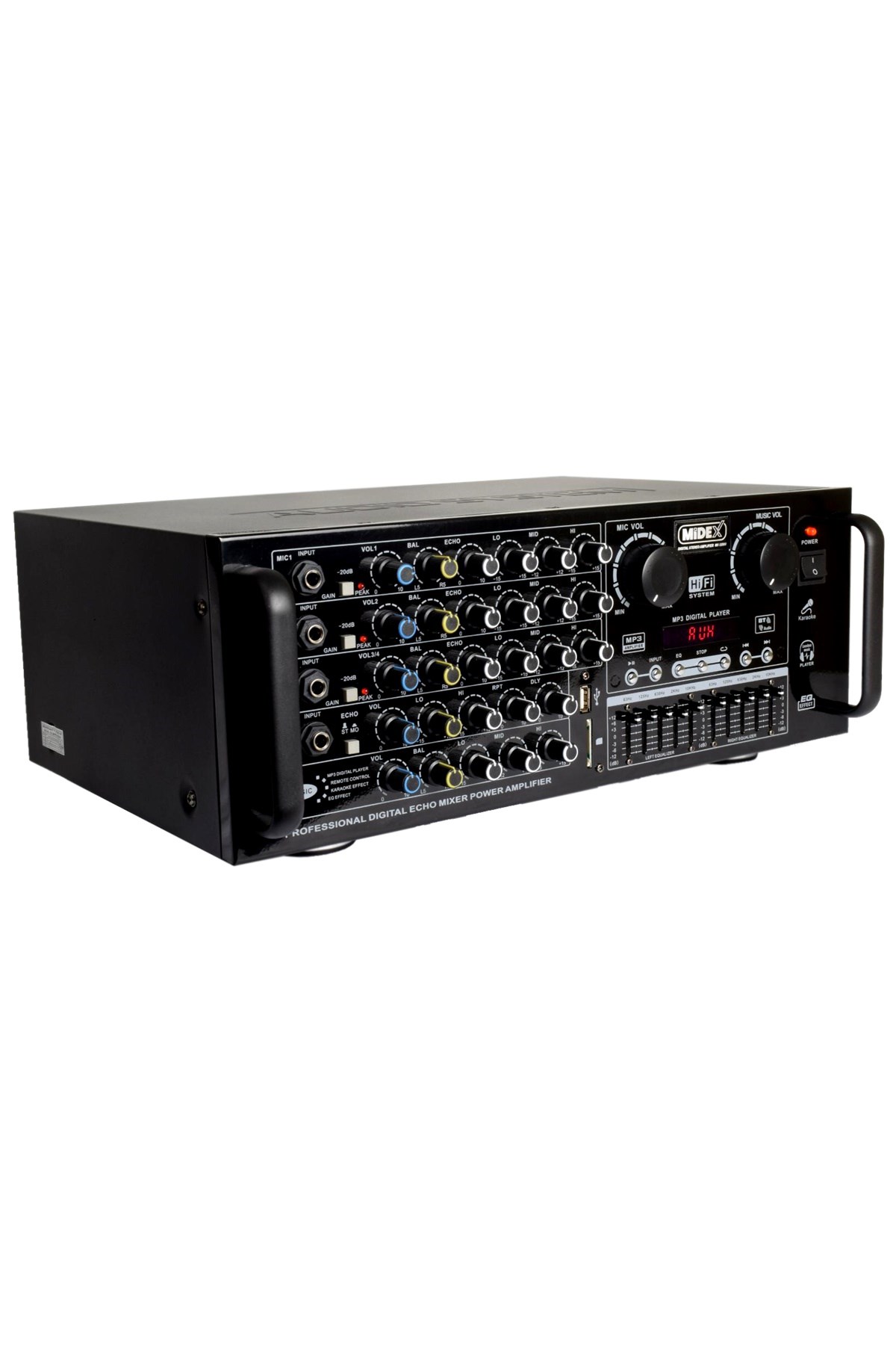 Midex Mx-2250U Ekolayzerlı Stereo Mikser Anfi 2x250 Watt 4-16 Ohm