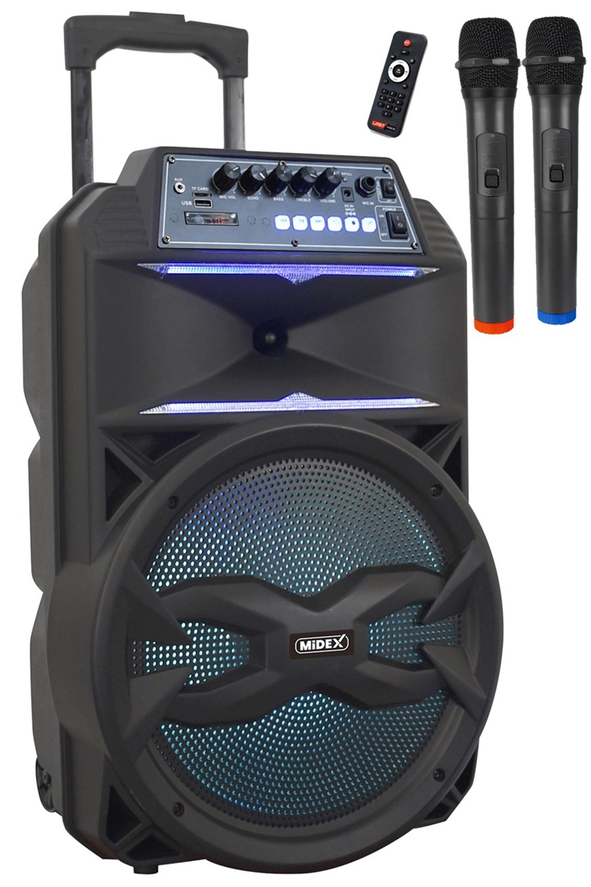 Midex MXR-900 Taşınabilir Seyyar Mikrofonlu Akülü Ses Sistemi Hoparlör (450-900 Watt 12 İNÇ)
