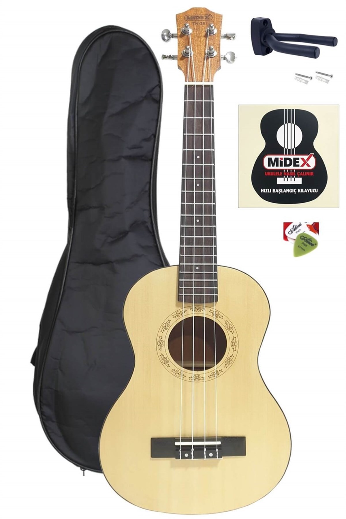Midex TN-2600 Naturel Tenör Ukulele Maun 26 (Kılıf Pena Hediye)