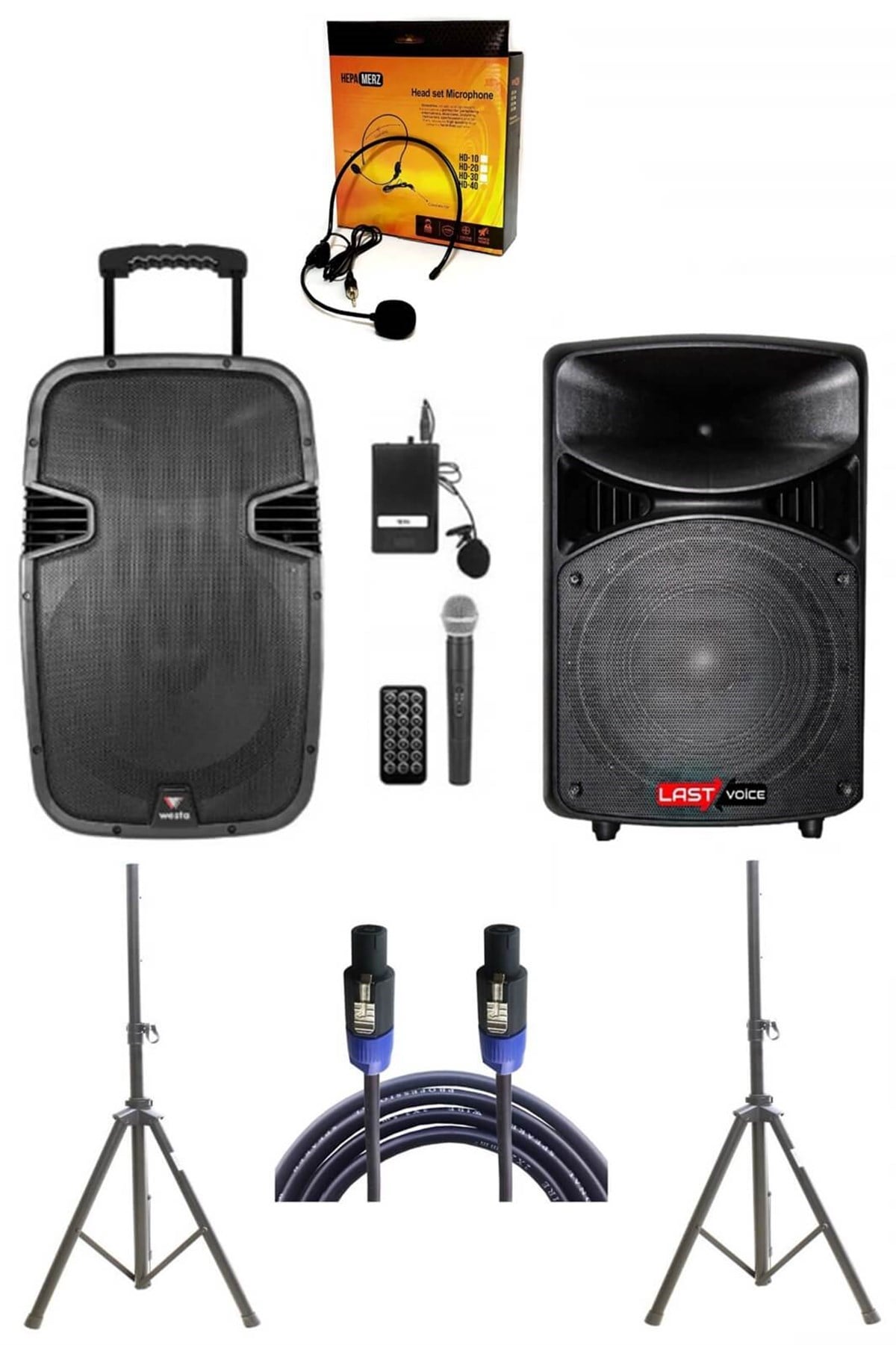 Westa Wap-25502C -Set Taşınabilir Ses Sistemi 600W + 800W 2li Set