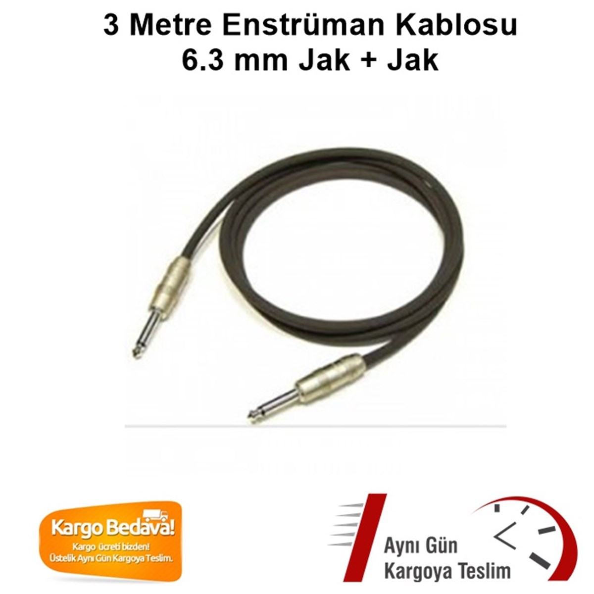 Yonka G63 Enstrüman Kablosu 3 Metre Jak+Jak Siyah Renk