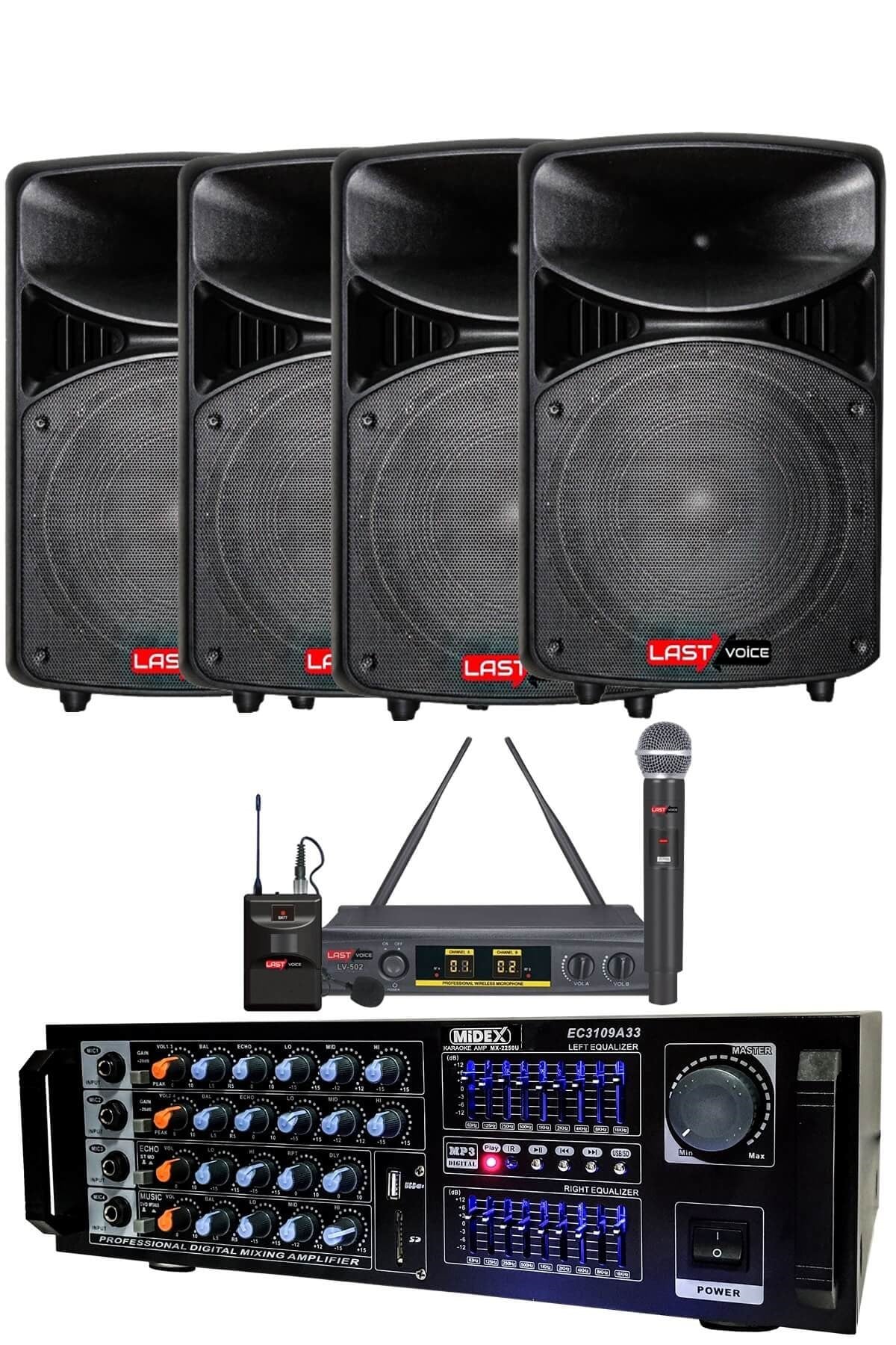 Lastvoice Omni Paket-4 Kabin Hoparlör ve Mikser Anfi Ses Sistemi