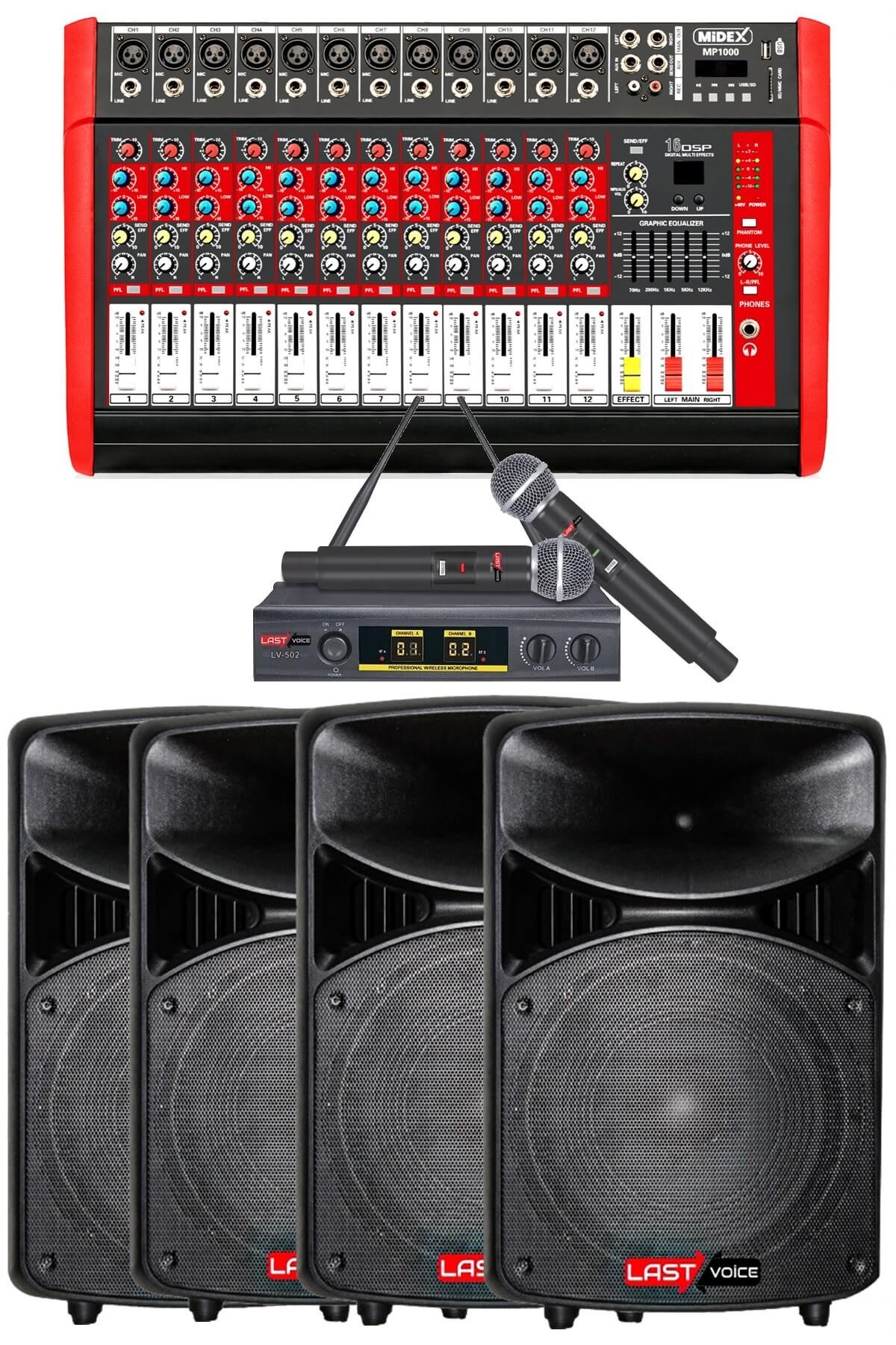 Lastvoice Bronz Paket-3 Profesyonel Ses Sistemi Mikser Hoparlör Ekipman Seti