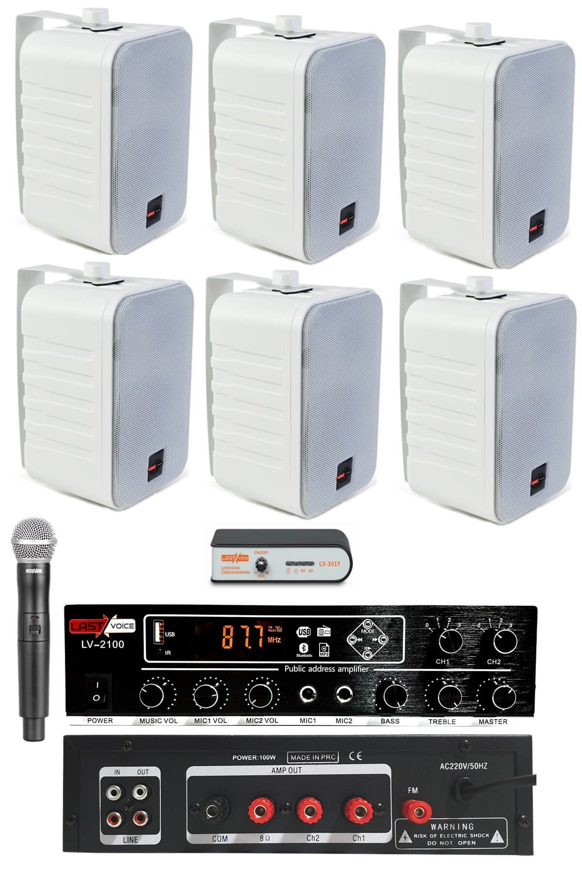 Lastvoice Large Plus Paket-5 Hoparlör ve Anfi Anons Ses Sistemi Seti