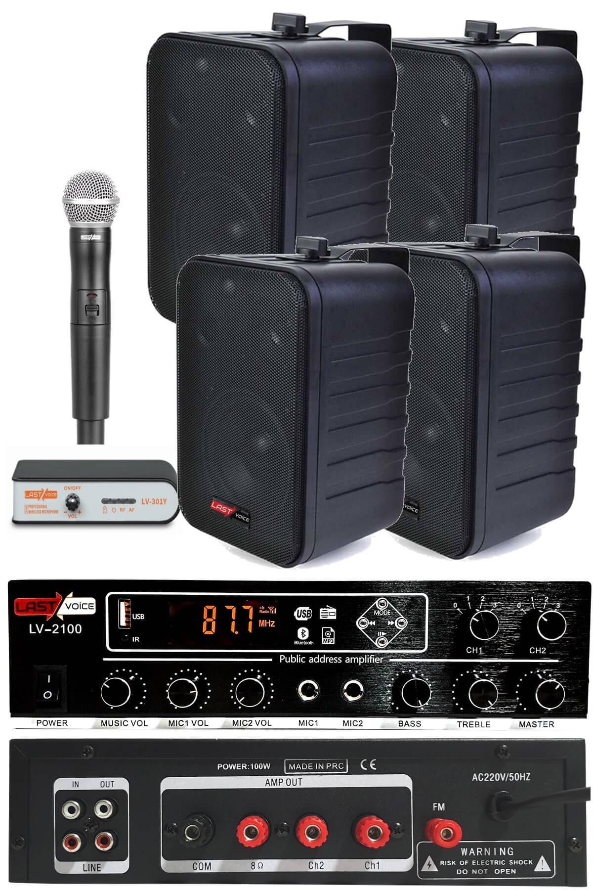 Lastvoice Black Large Plus Paket-3 Hoparlör ve Anfi Anons Ses Sistemi Seti