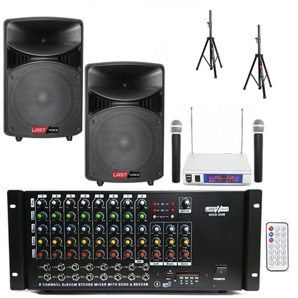 Lastvoice School Paket-1 Okul Tören Ses Sistemi Full Set (Hoparlör Anfi Mikrofon Stand)