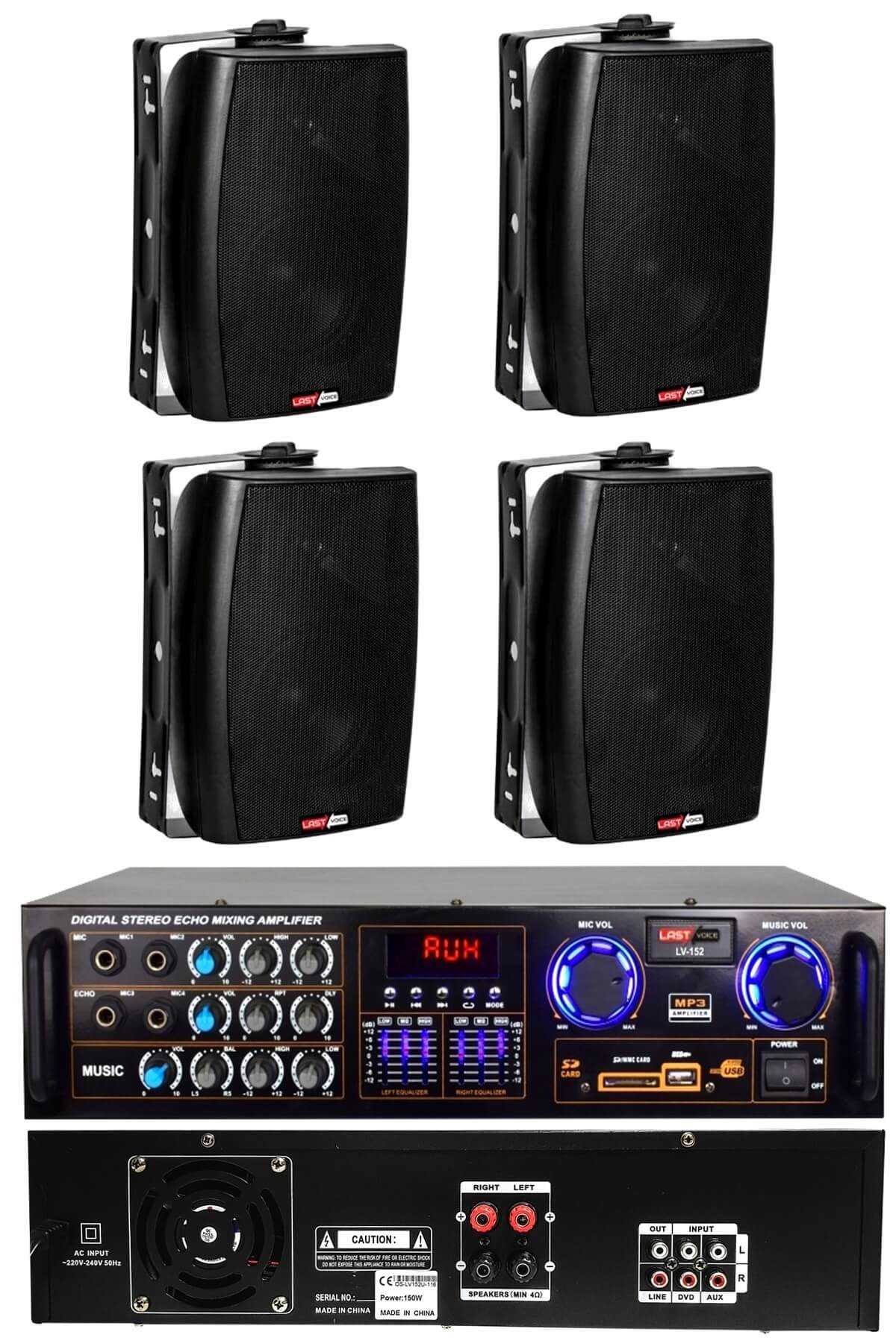 Lastvoice Black Trend Paket-2 Duvar Hoparlör ve Mikser Anfi Paketi (1 MİKSER 4 HOPARLÖR)
