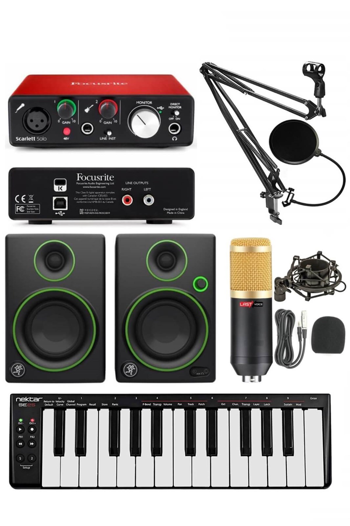 Stüdyo Ekipmanları Ses Kartı Midi Klavye Monitör Full Paket-5