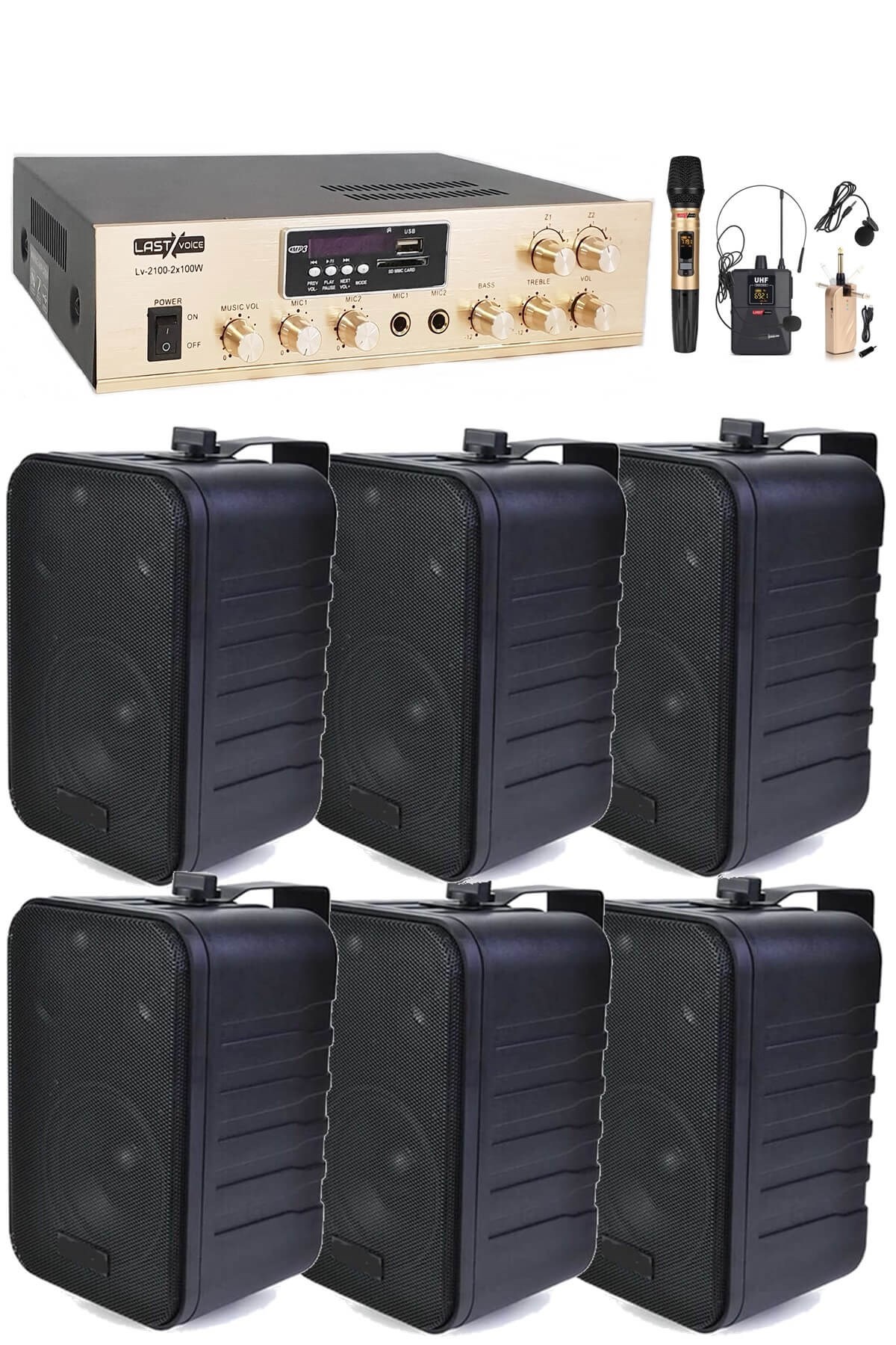 Lastvoice Hoparlör ve Anfi Mağaza Ses Sistemi Soft Black Plus Paket-4