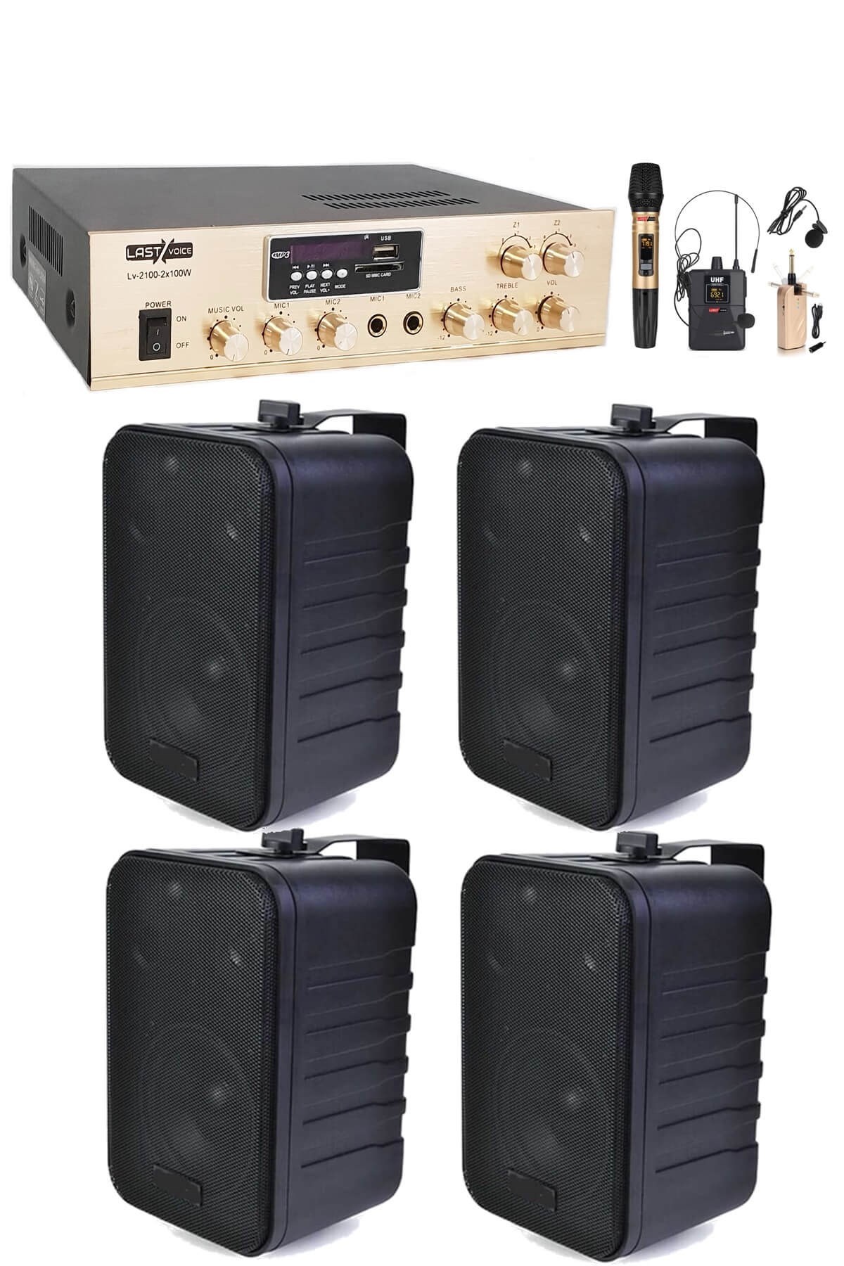 Lastvoice Hoparlör ve Anfi Mağaza Ses Sistemi Soft Black Plus Paket-3