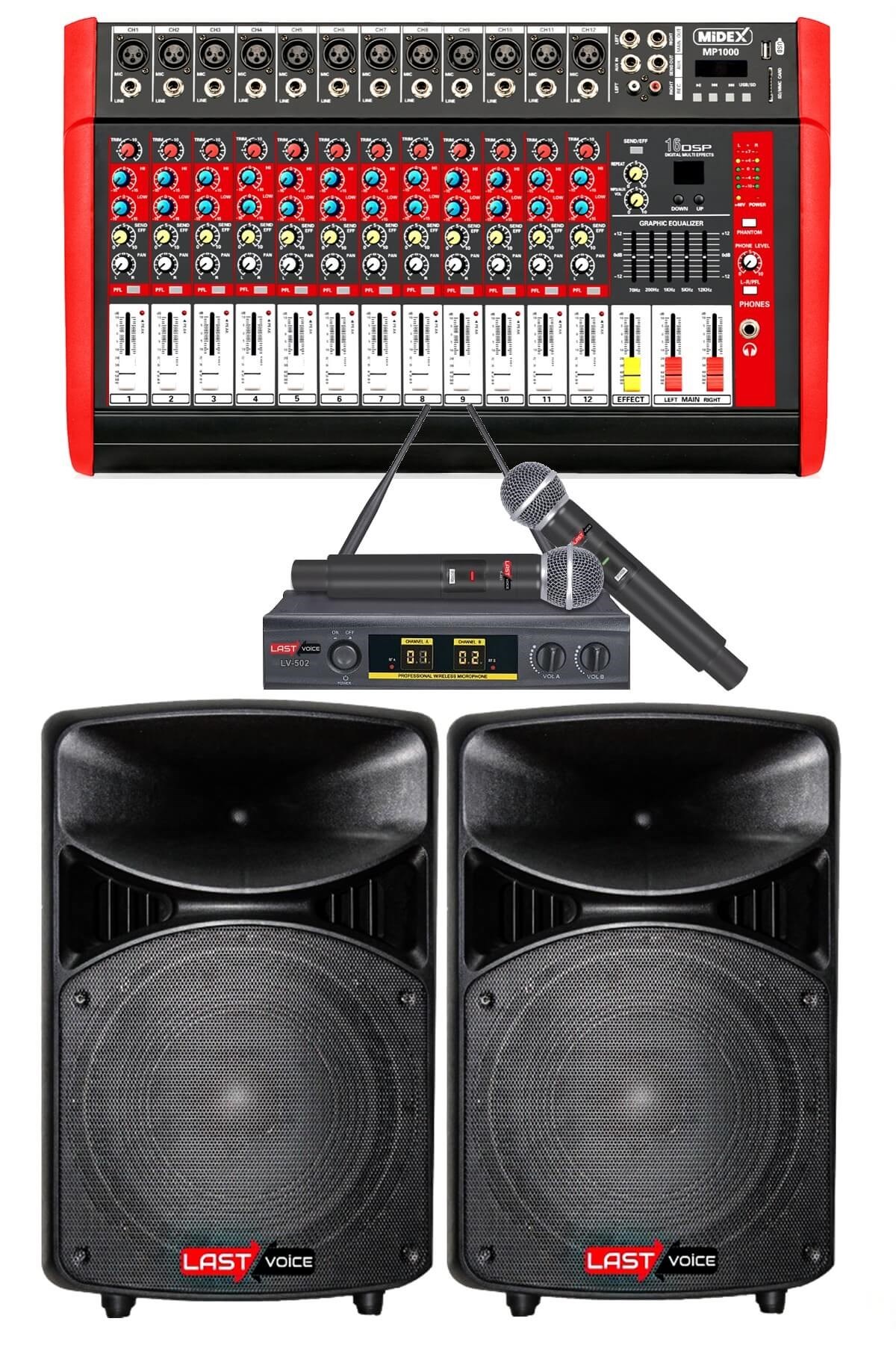 Lastvoice Bronz Paket-2 Profesyonel Ses Sistemi Mikser Hoparlör Ekipman Seti