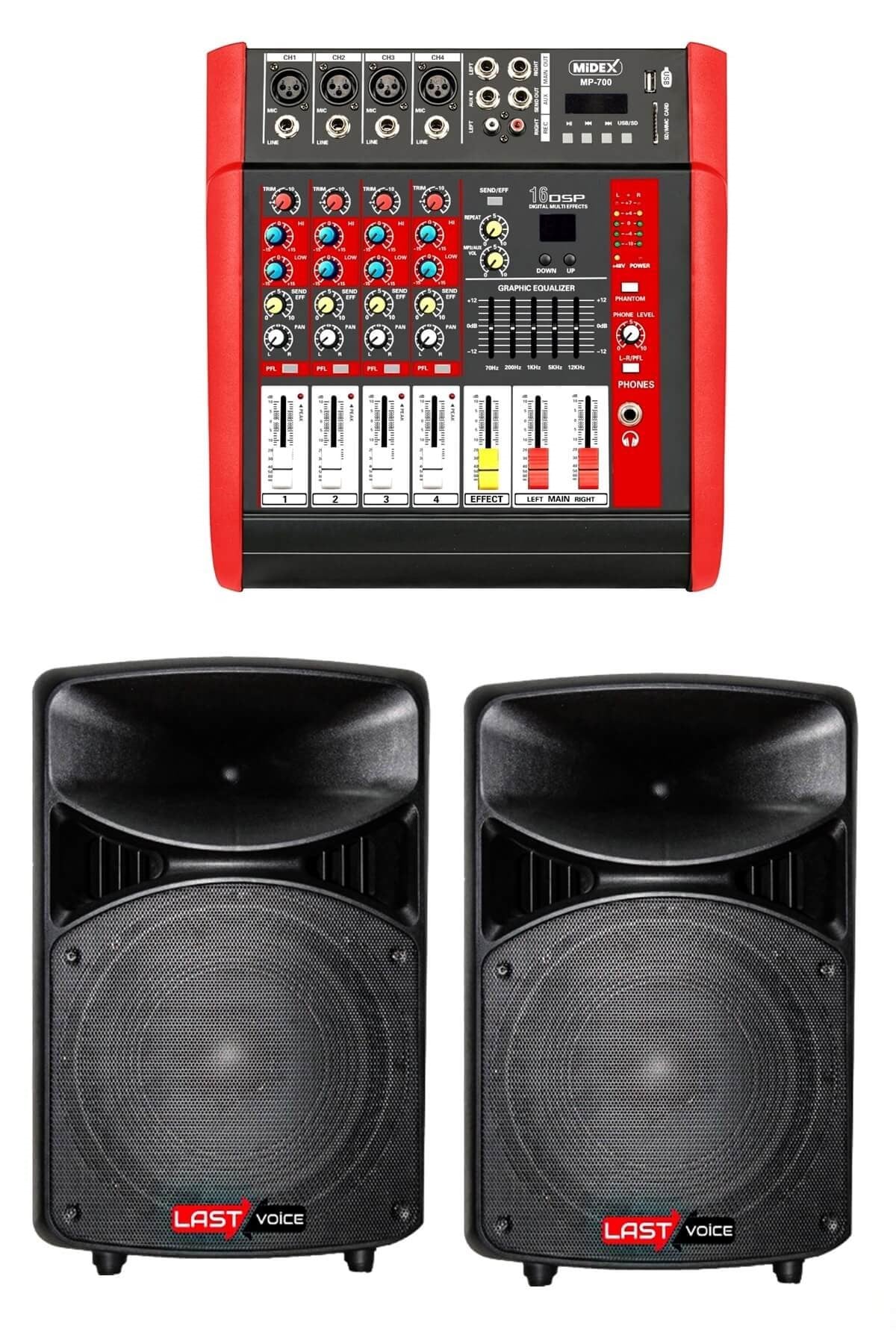 Lastvoice Bronz Paket-1 Profesyonel Ses Sistemi Mikser Hoparlör Ekipman Seti