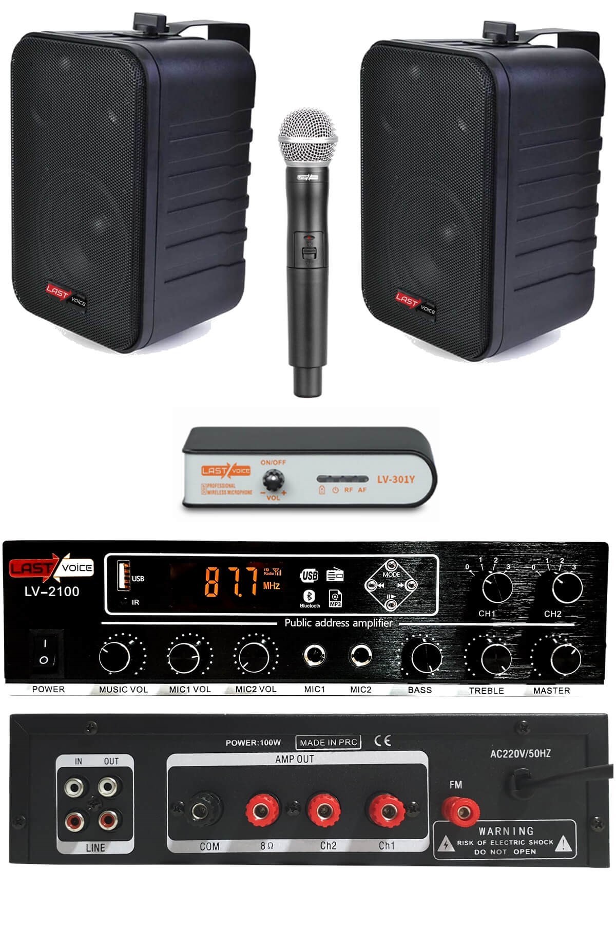 Lastvoice Black Large Plus Paket-1 Hoparlör ve Anfi Anons Ses Sistemi Seti