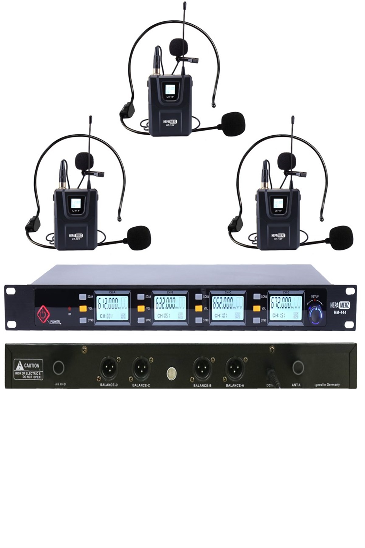 Hepa Merz HM-443H Dijital UHF 3'lü Kablosuz Yaka Mikrofonu Telsiz Mikrofon 3 YAKA HEADSET