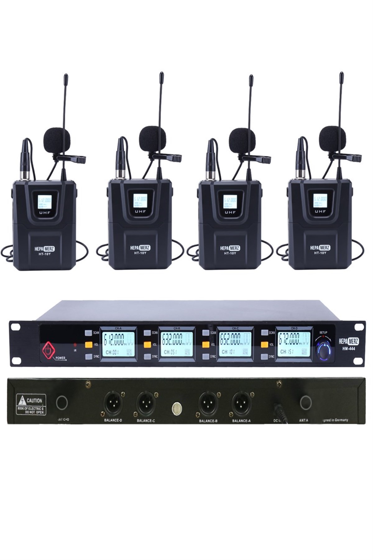 Hepa Merz HM-444Y Dijital UHF 4'lü Kablosuz Yaka Mikrofonu Telsiz Mikrofon 4 YAKA