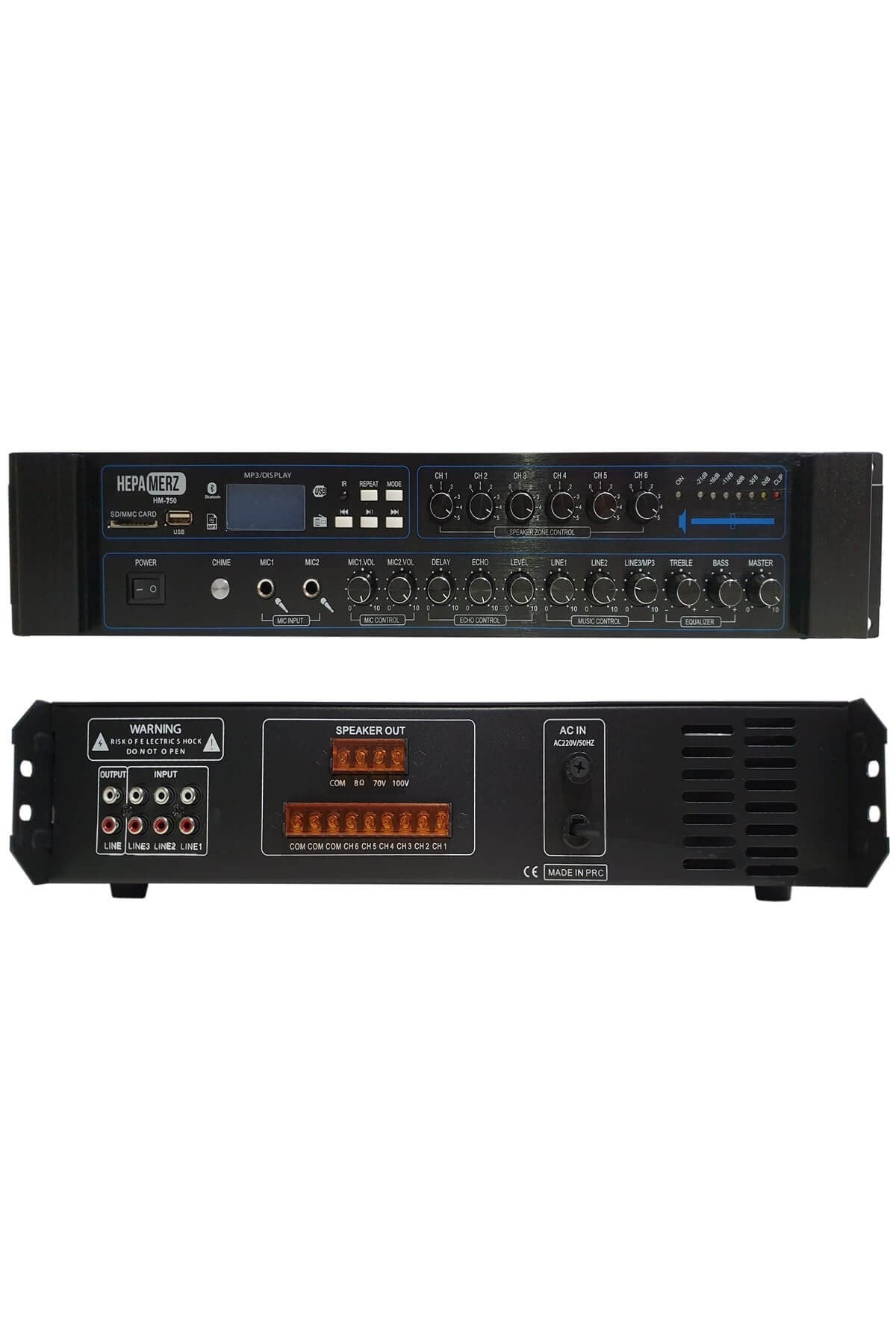Hepa Merz HM750 - 6 Bölgeli Anfi 750 Watt 6 Zone Mikser Amfi Usb Bluetooth