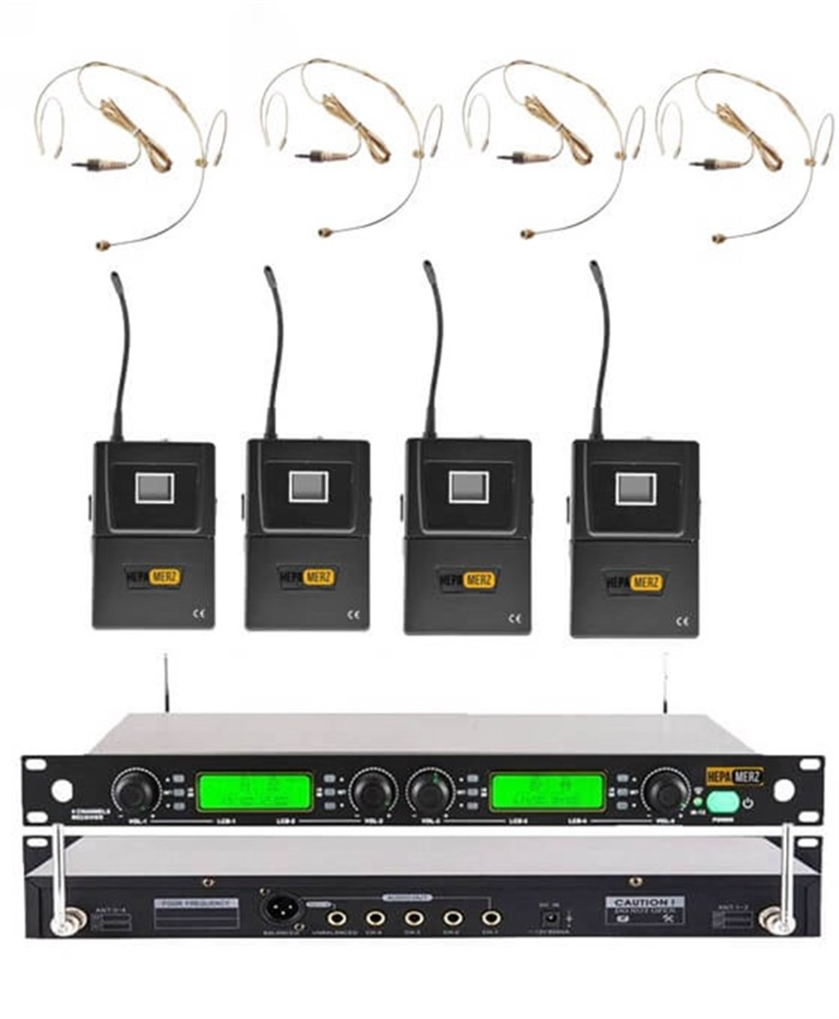 Hepa Merz HM-8004H UHF 4'lü Kablosuz Headset Kafa Mikrofonu