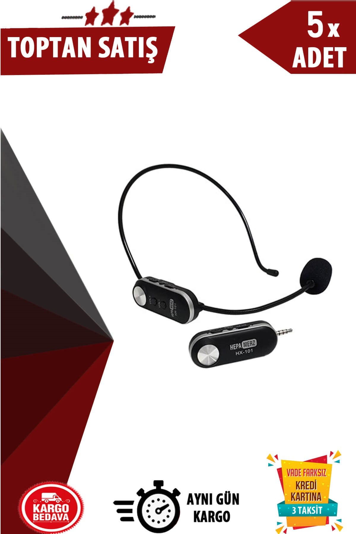 Hepa Merz Hx-101 Profesyonel Kablosuz Headset Kafa Mikrofonu  5li Paket (Toptan Alışveriş)